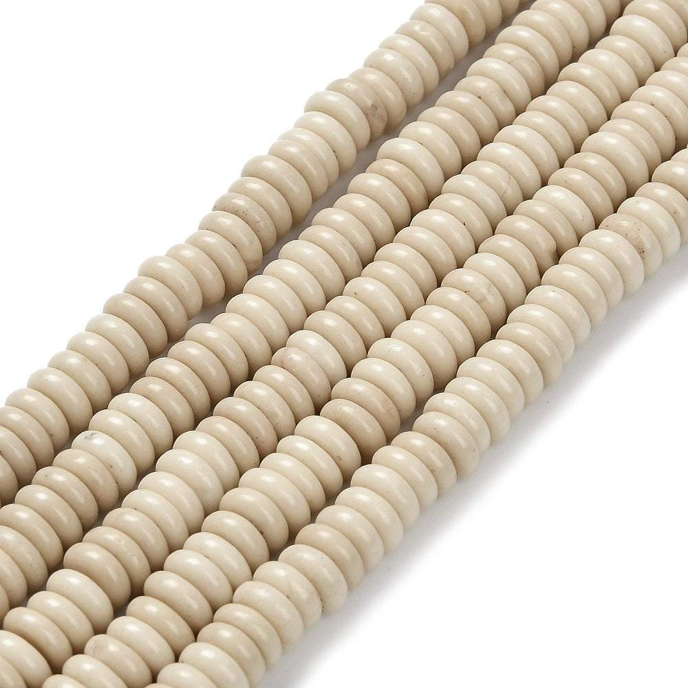 Natural Fossil Beads Strands, Rondelle, 6mm x 2mm
