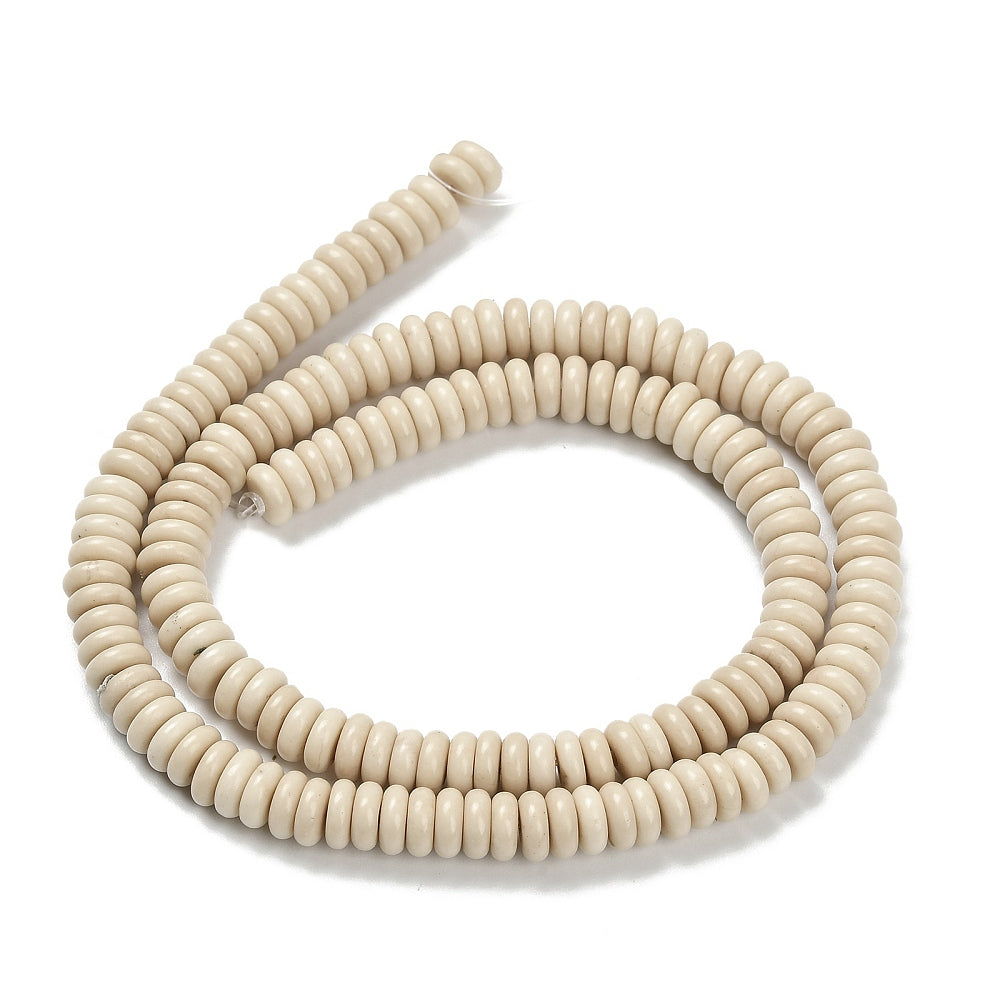 Natural Fossil Beads Strands, Rondelle, 6mm x 2mm