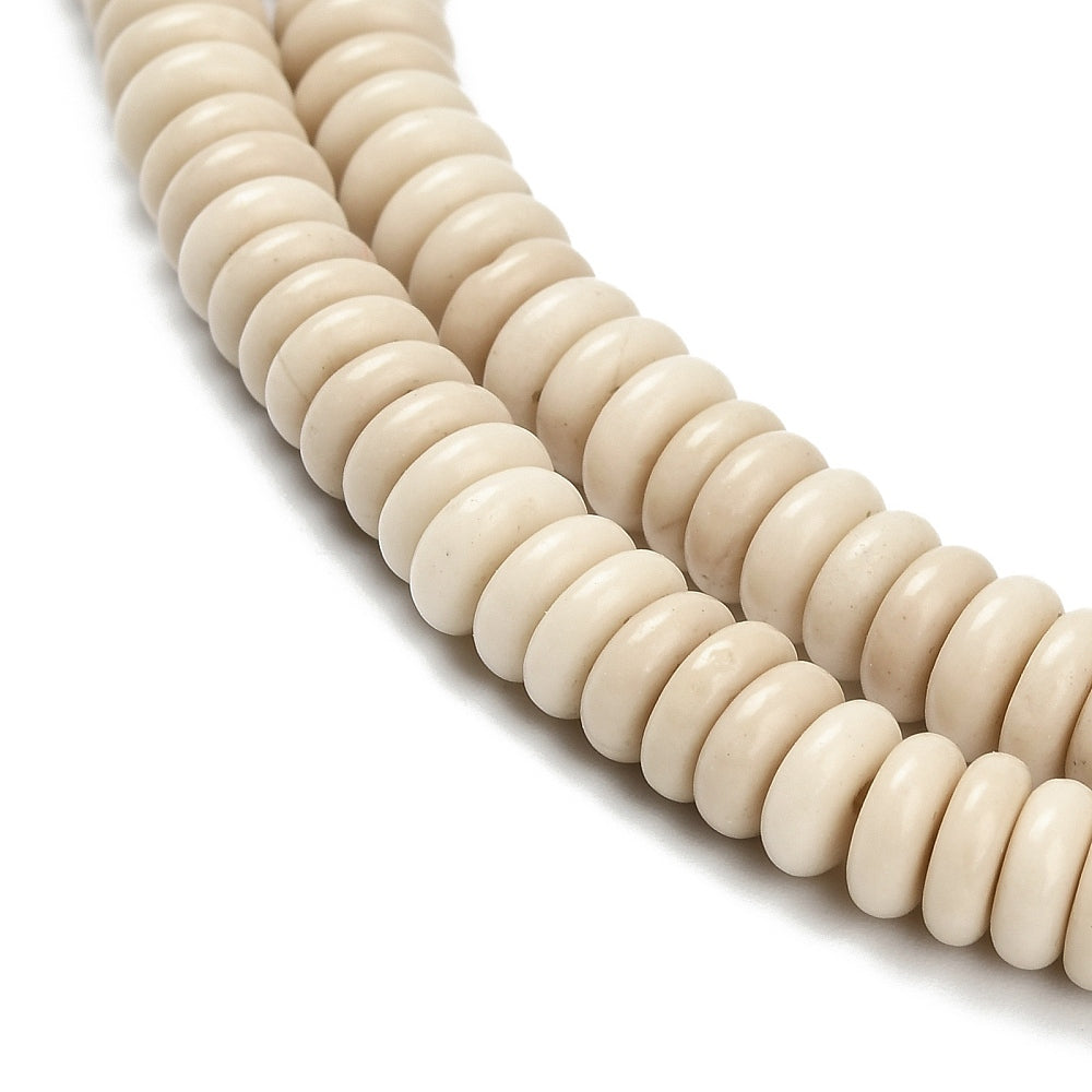 Natural Fossil Beads Strands, Rondelle, 6mm x 2mm