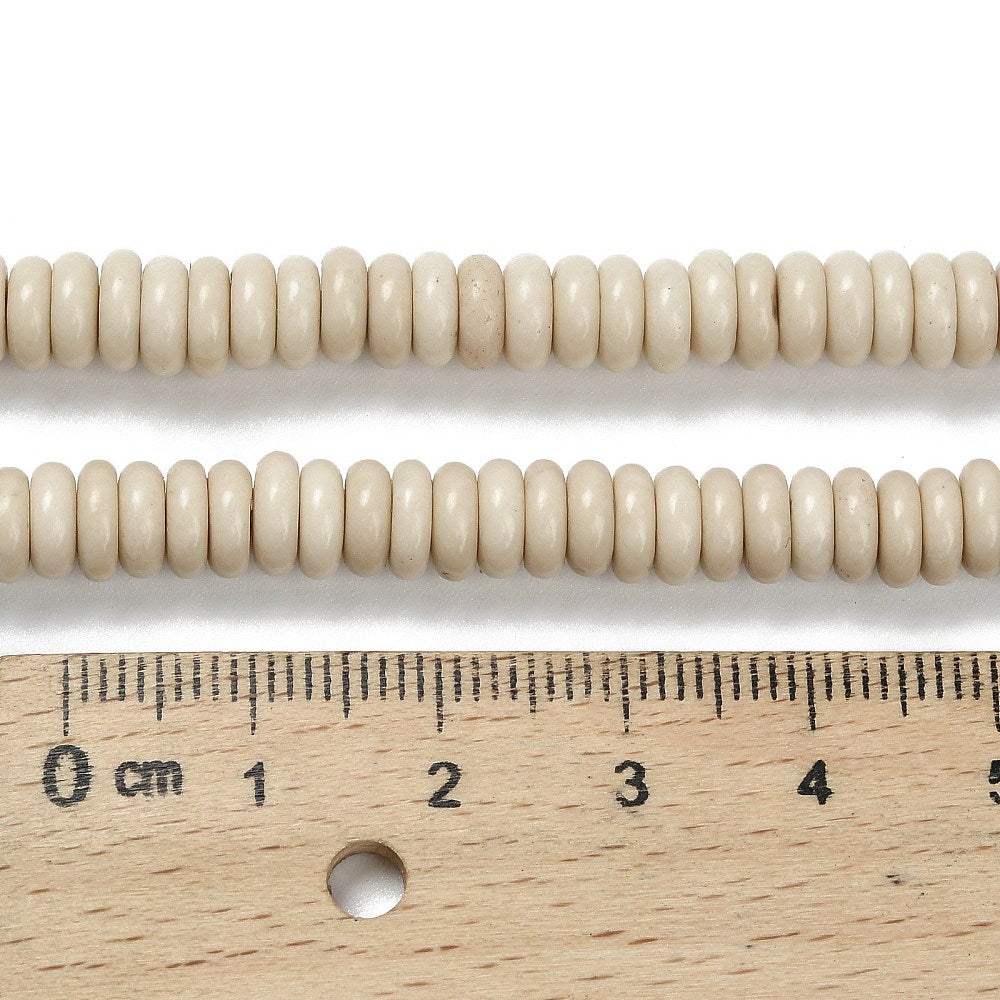Natural Fossil Beads Strands, Rondelle, 6mm x 2mm