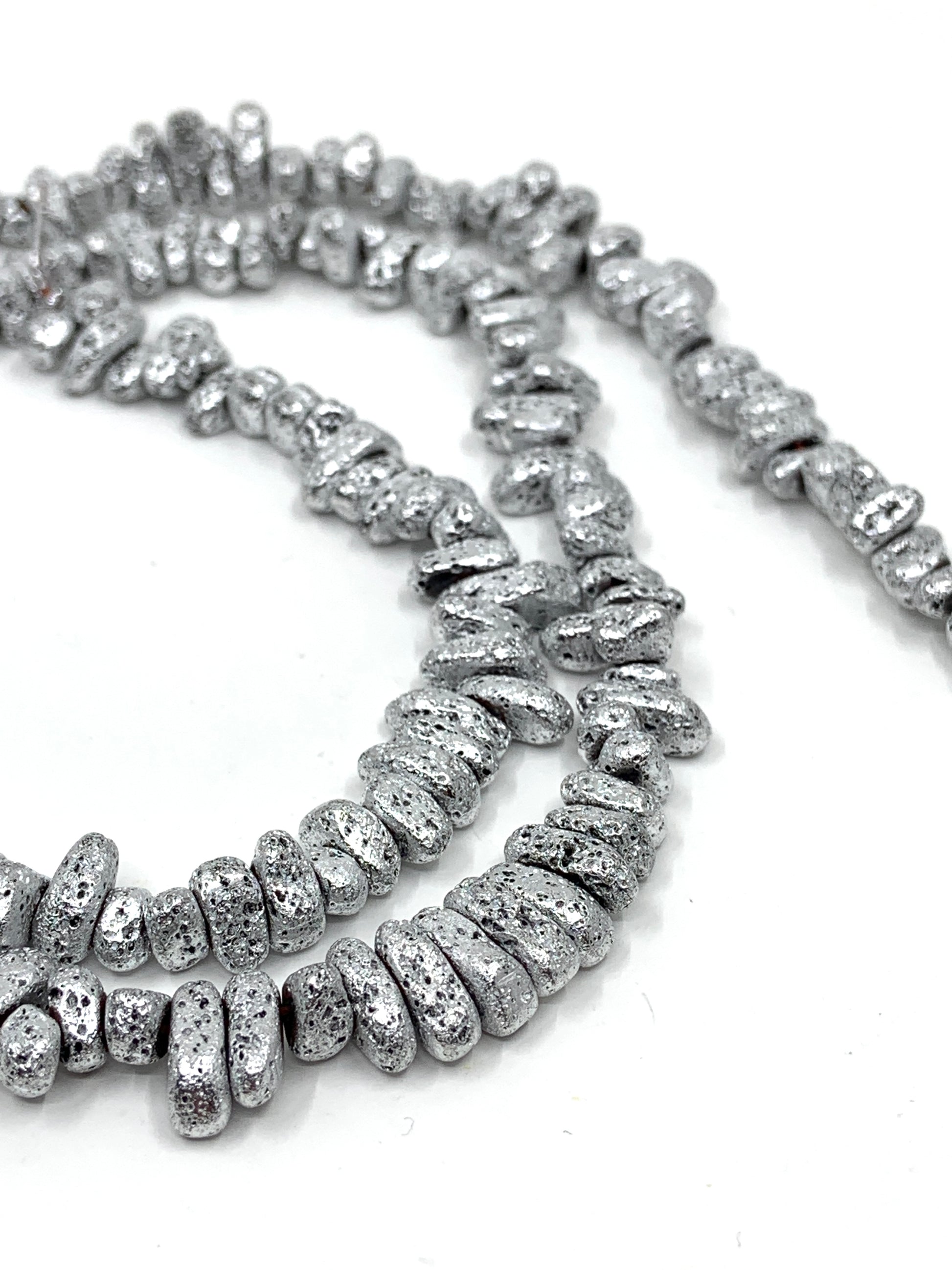 Silver lava beads