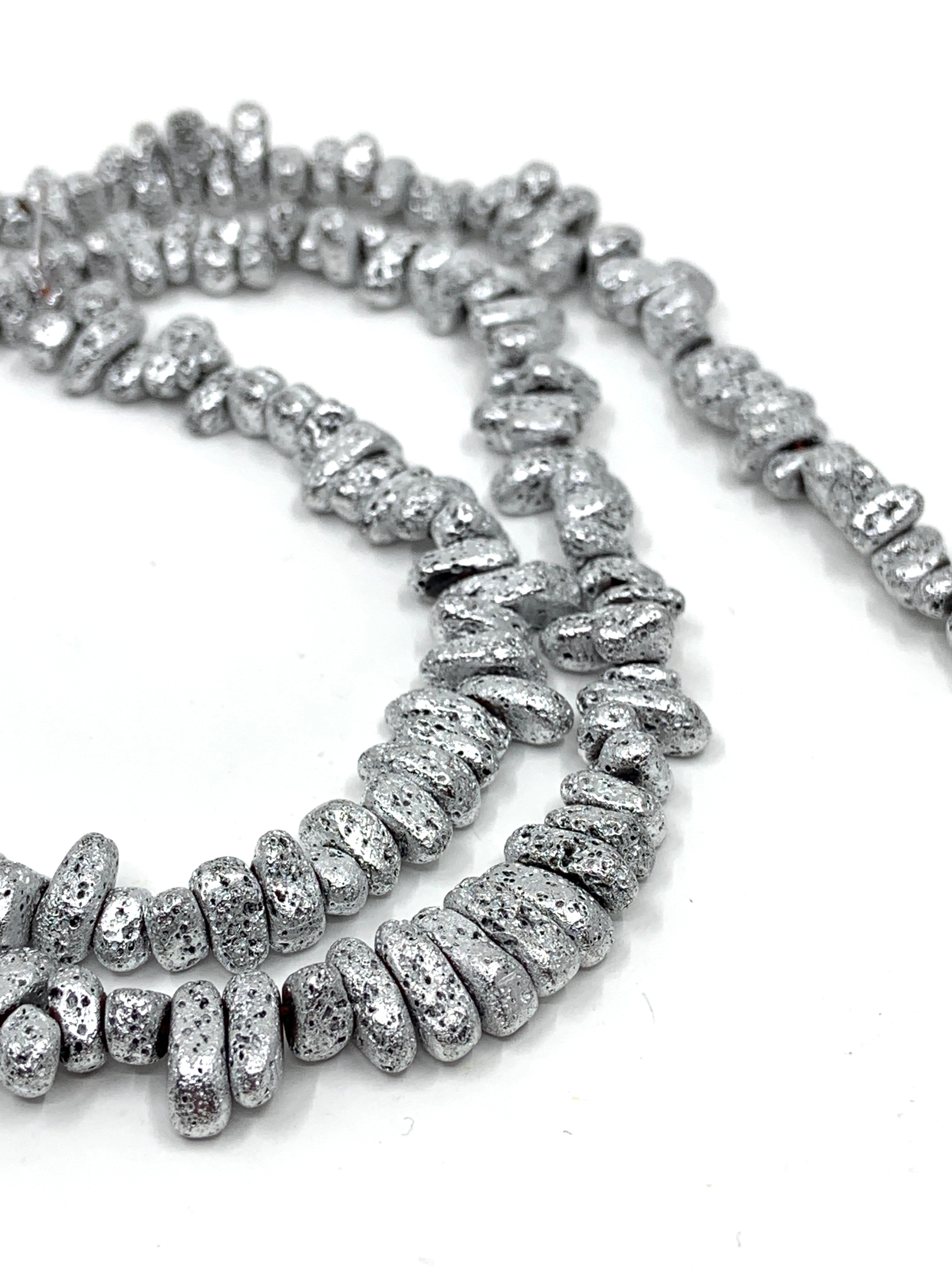 Silver lava beads