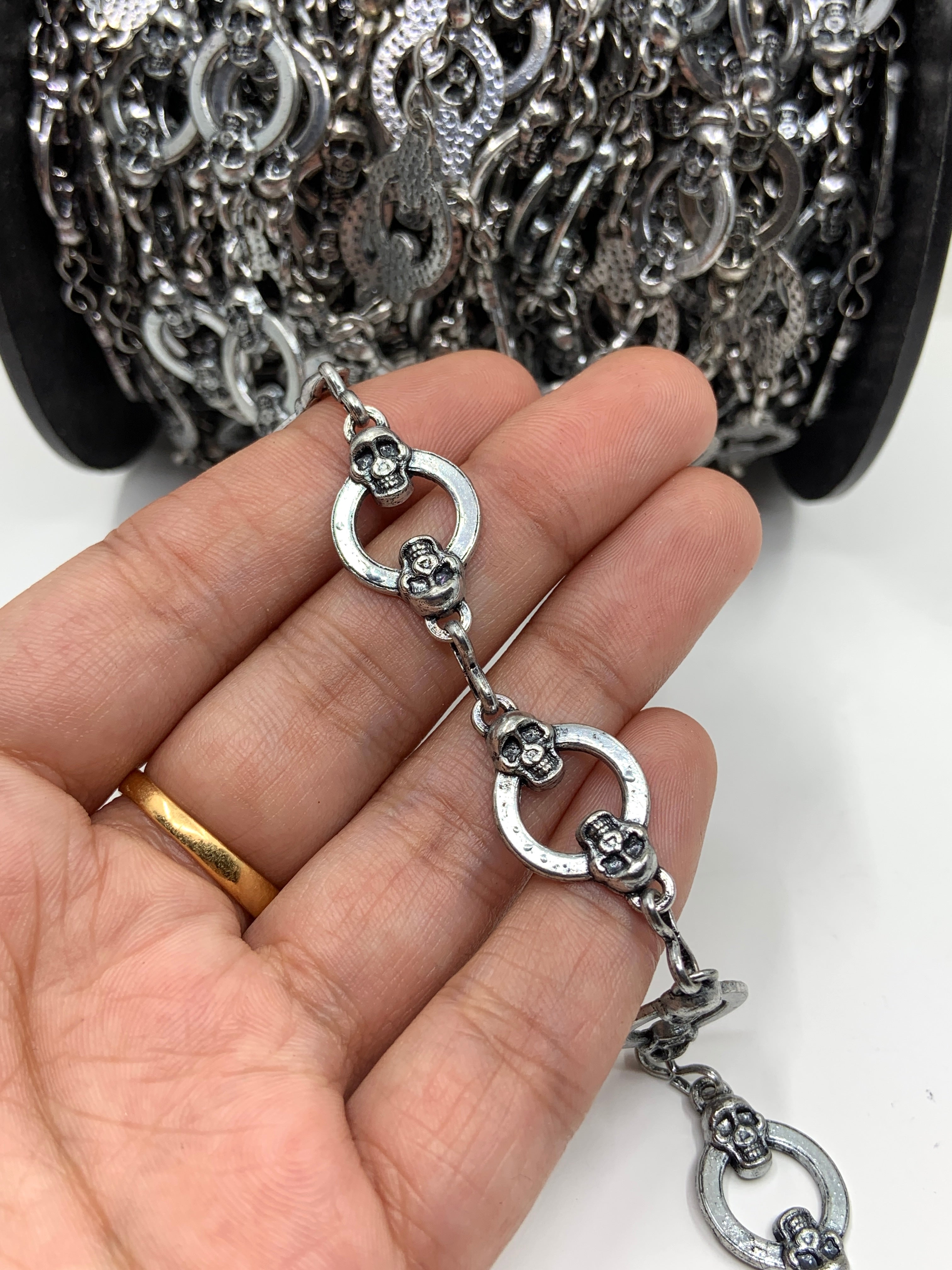 Unfinished Skull Chain on hand for size reference