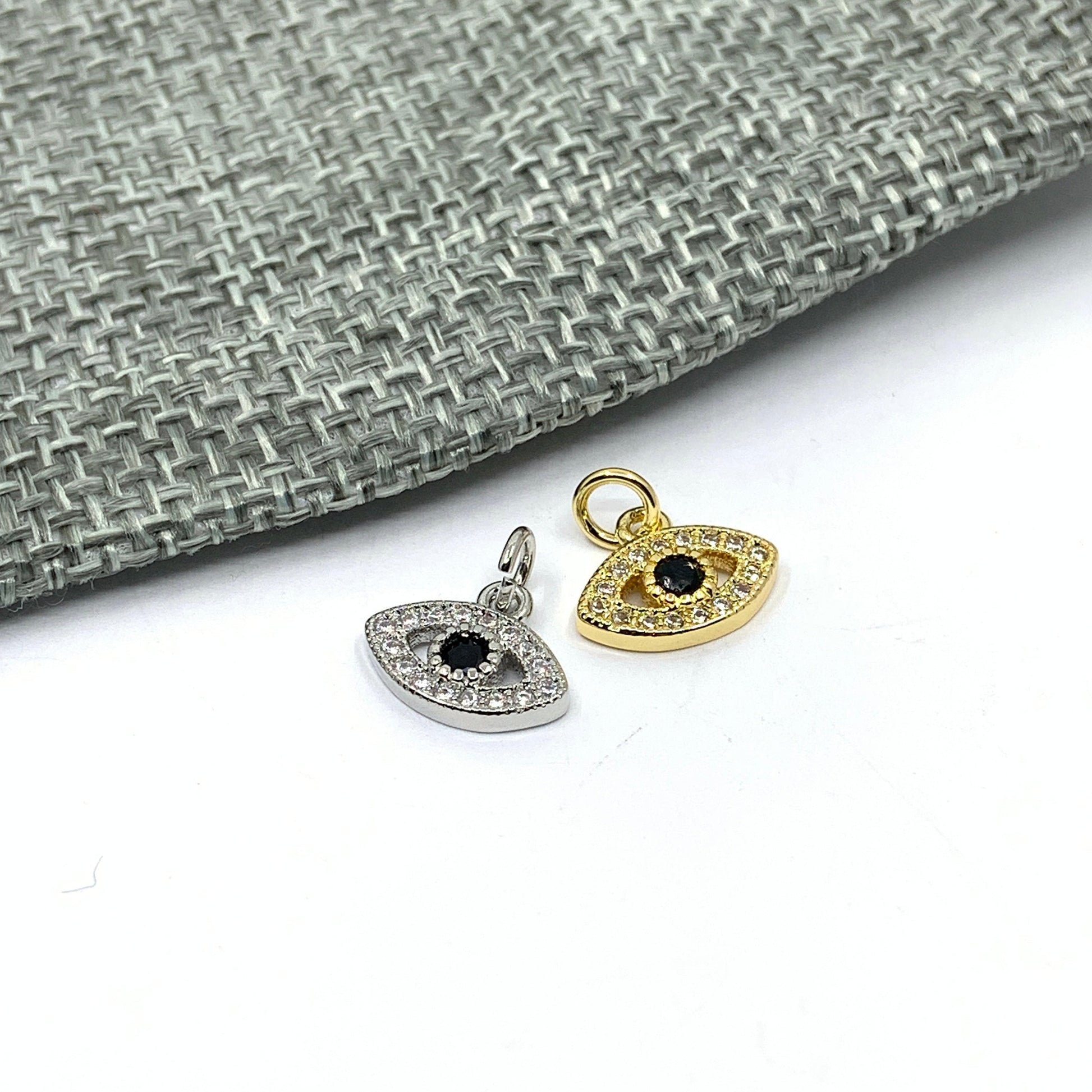 Mini Evil Eye CZ Charm- Gold, Silver