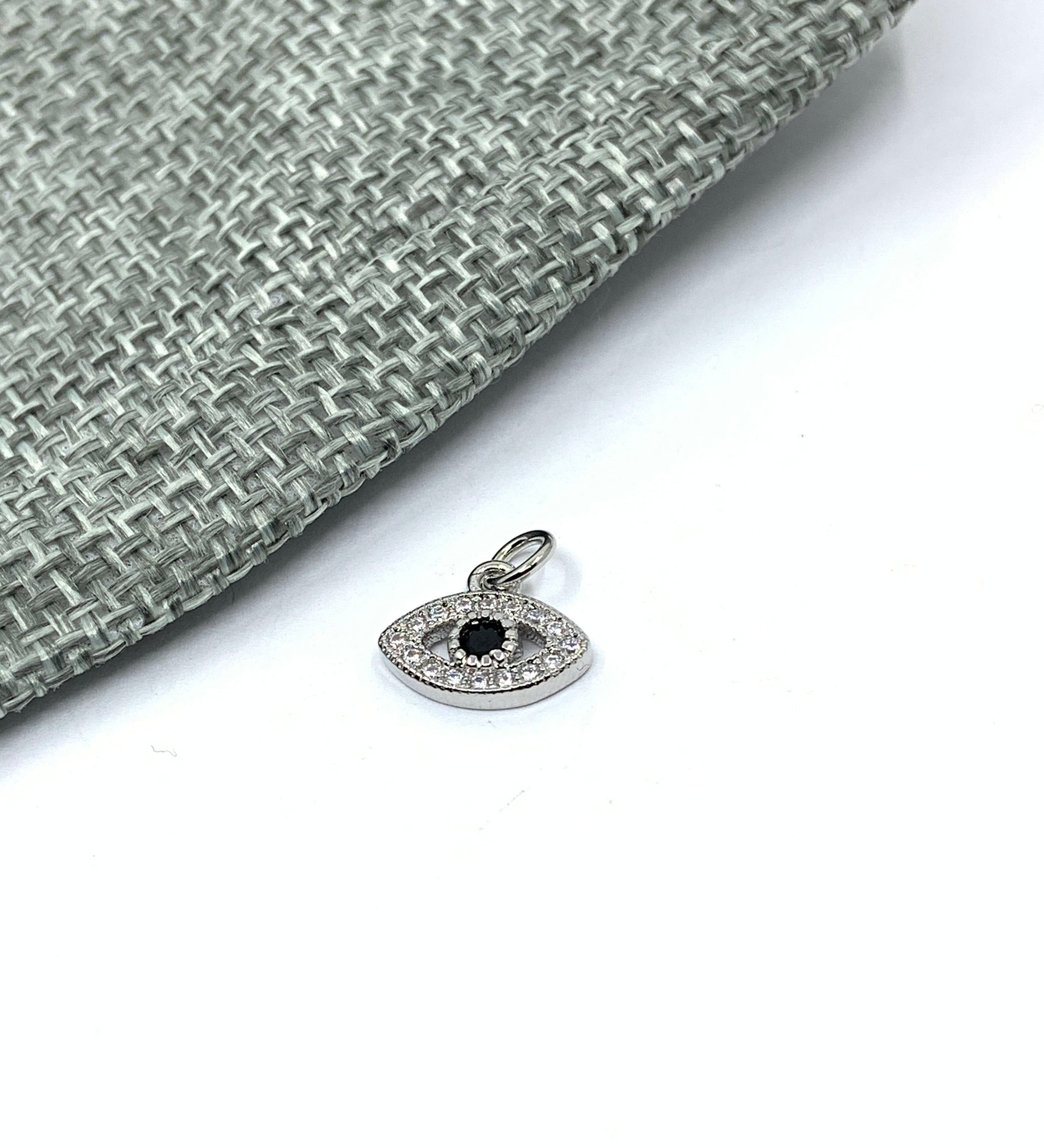 Silver cz evil eye charm