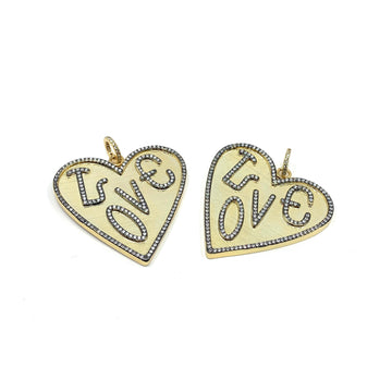 Big Heart Necklace Pendant with Love Writing on it