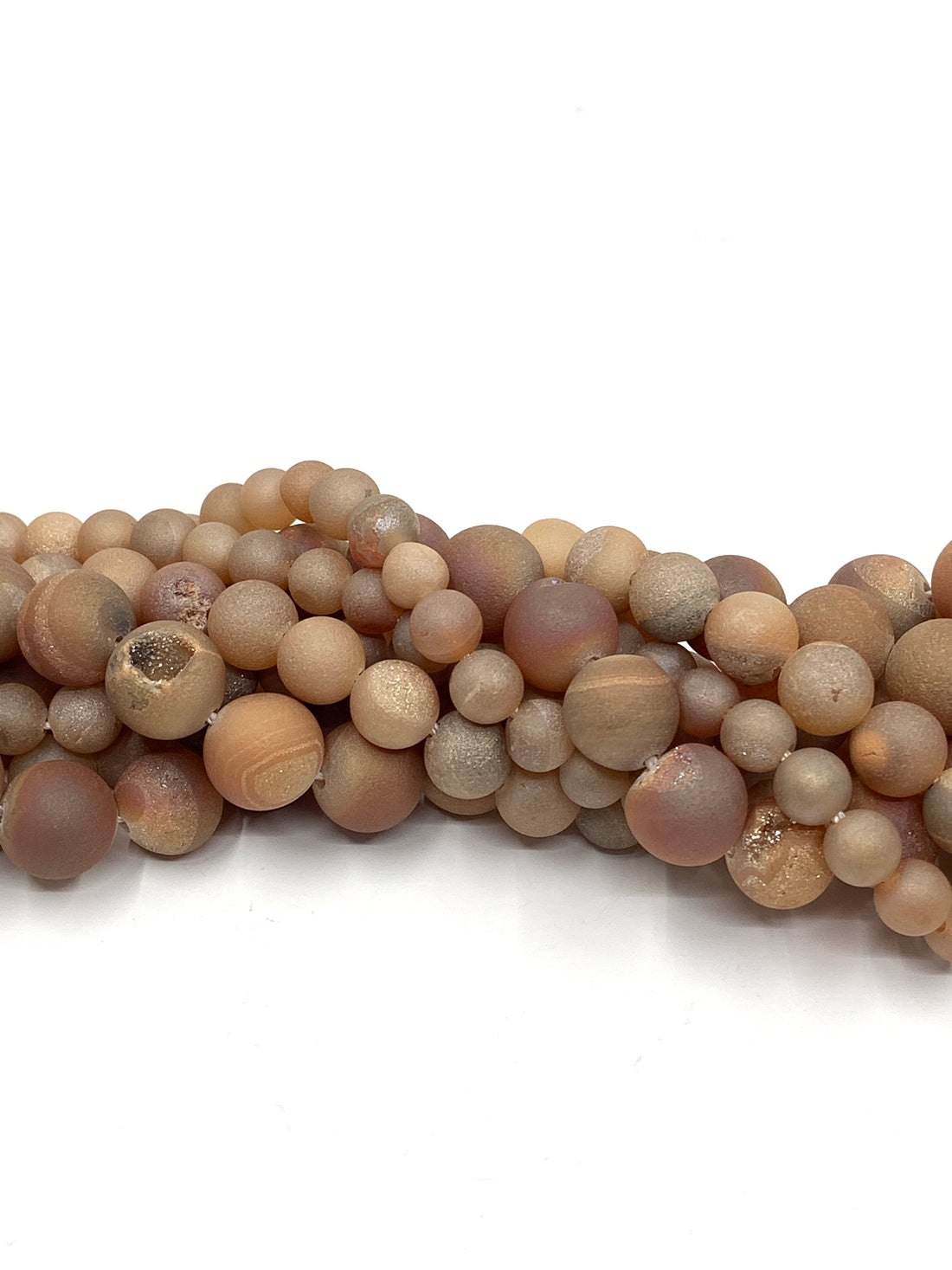 Natural Metallic Orange Druzy Agate Beads