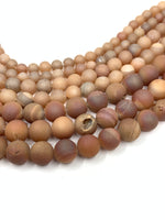 Natural Metallic Orange Druzy Agate Beads