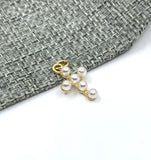 Mini cross charm with pearls
