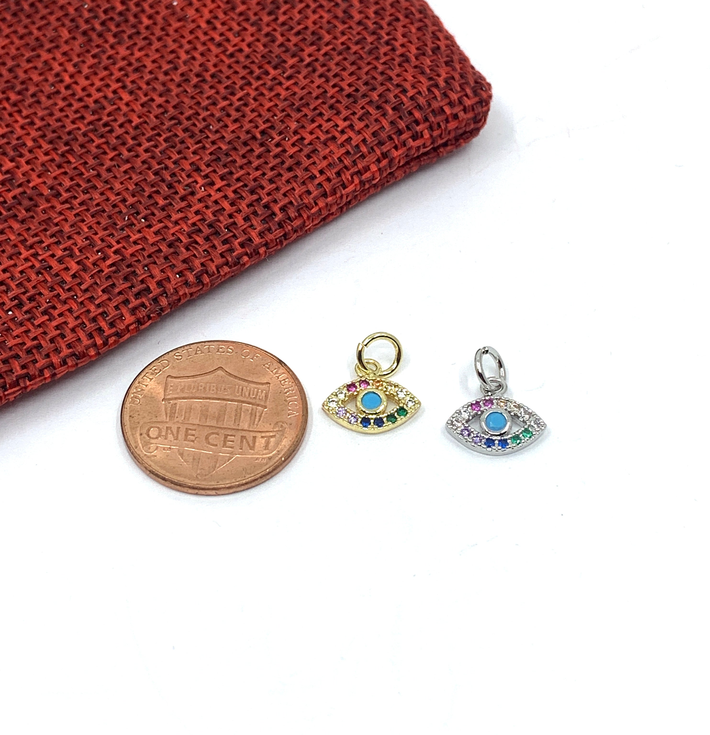 18k gold plated and rhodium plated evil eye charms for necklace