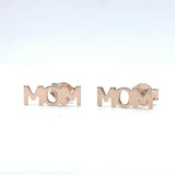 Mom writing stud earrings in rose gold color