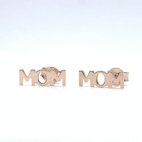 Mom writing stud earrings in rose gold color