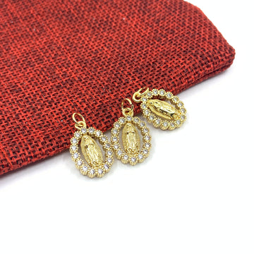 Virgin Mary Pendant CZ Pave