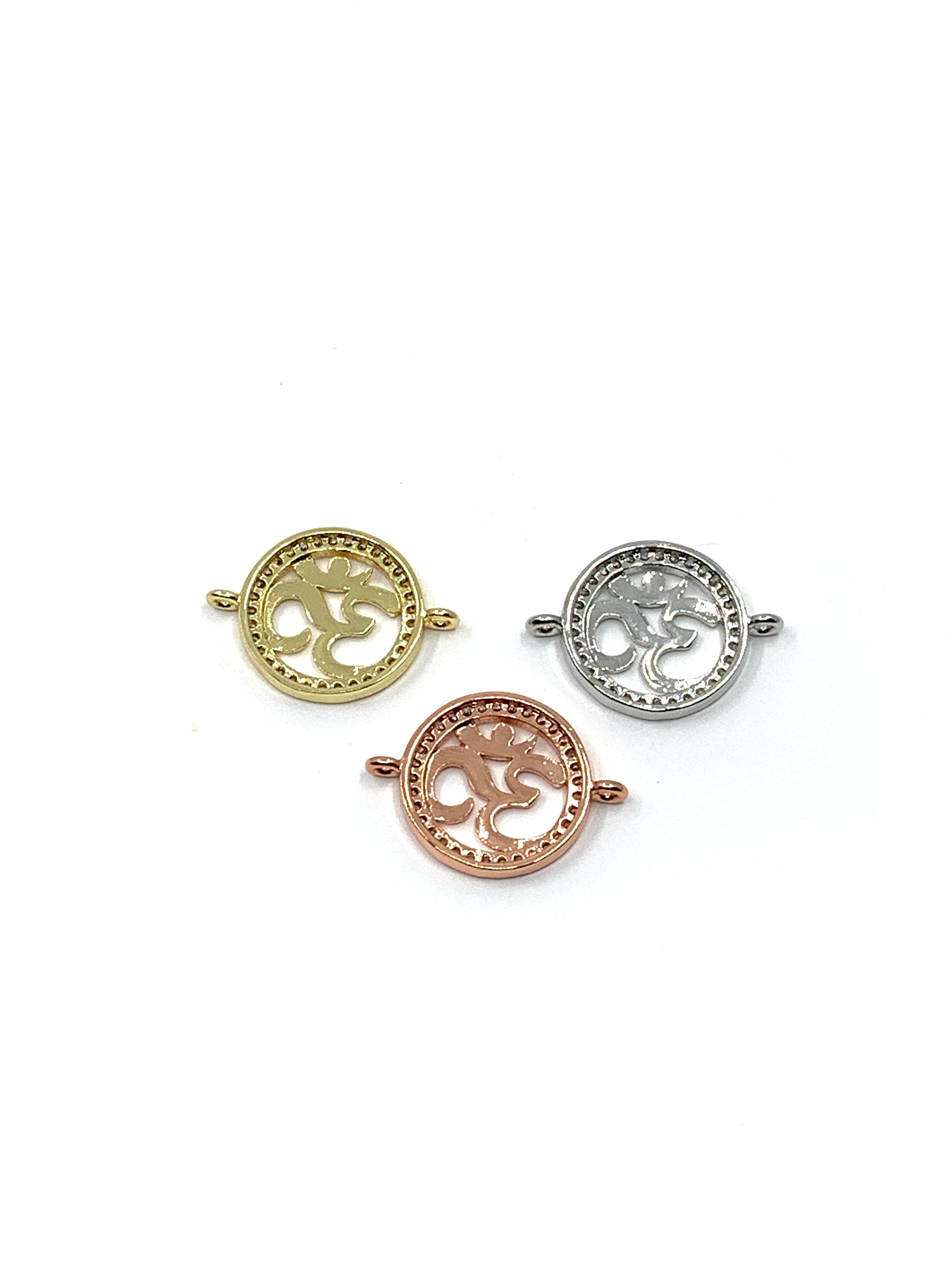 Back side of Om bracelet connector charms 