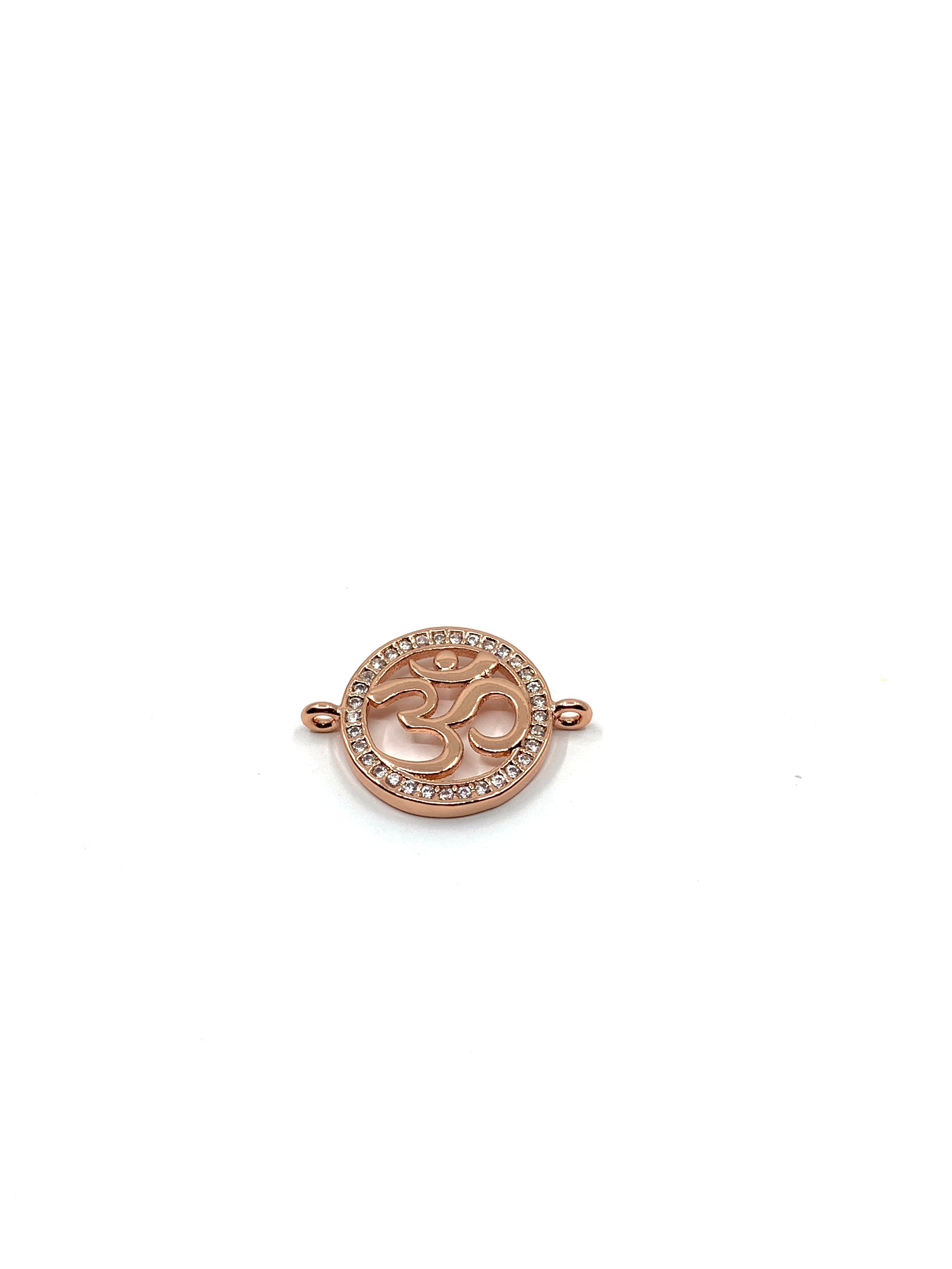 Rose Gold CZ Pave OM braceler Connector Charm