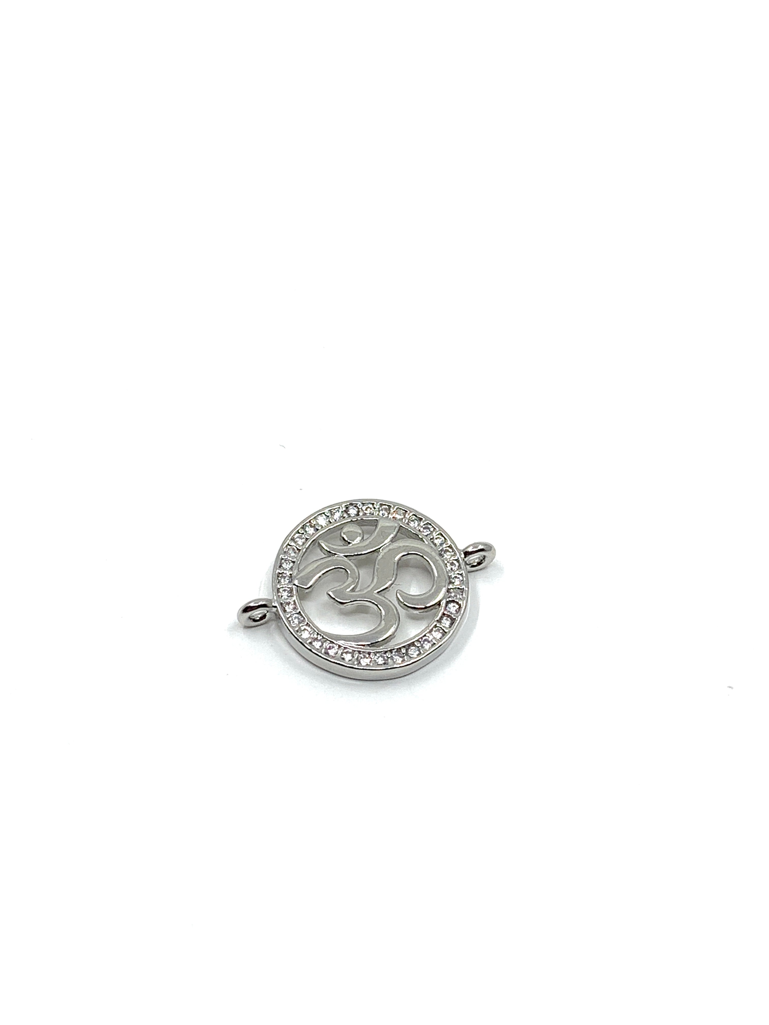 Silver Om bracelet connector charm 