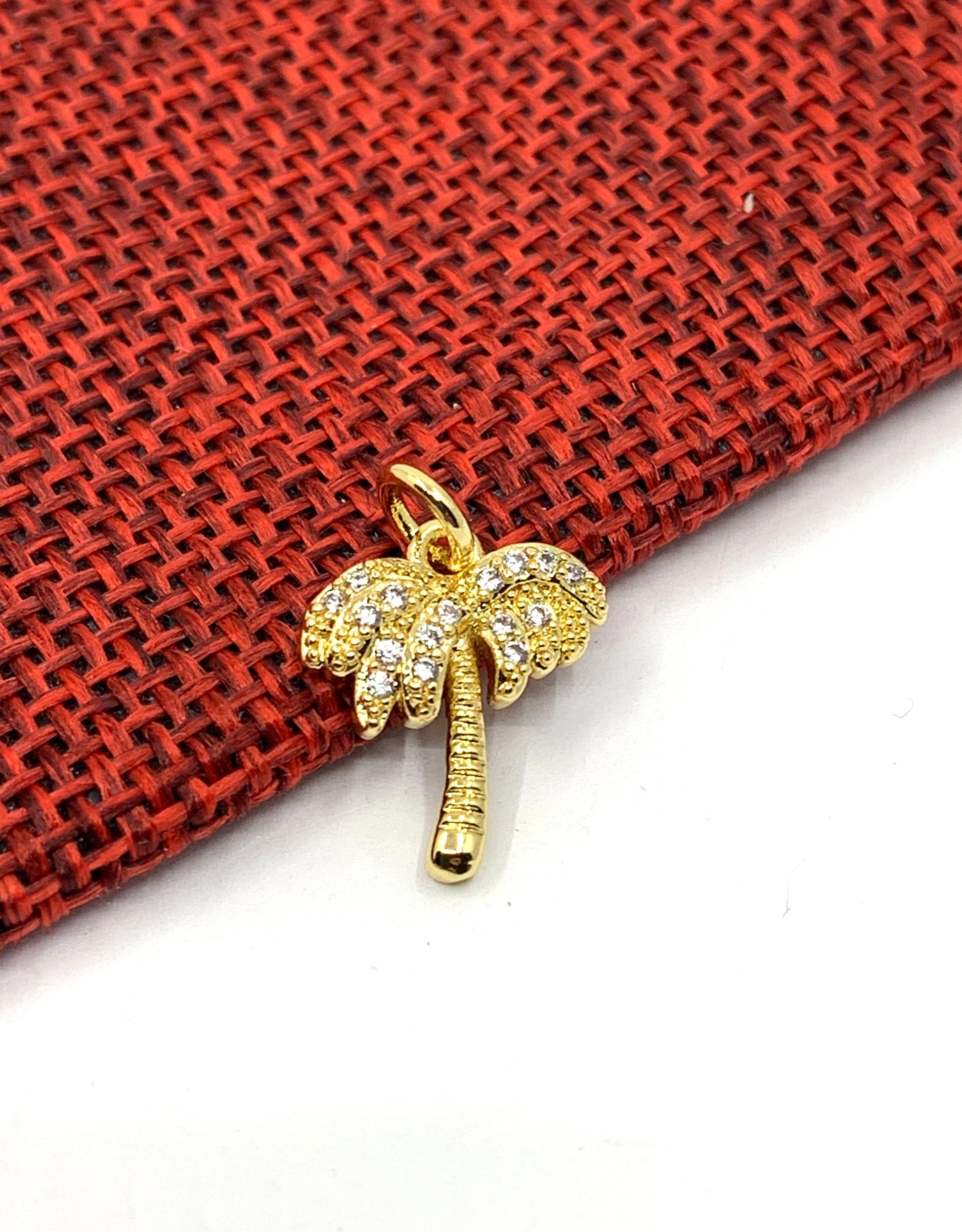 CZ Pave Gold Palm tree charm
