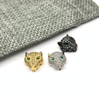 Pave green eyed panther head bead