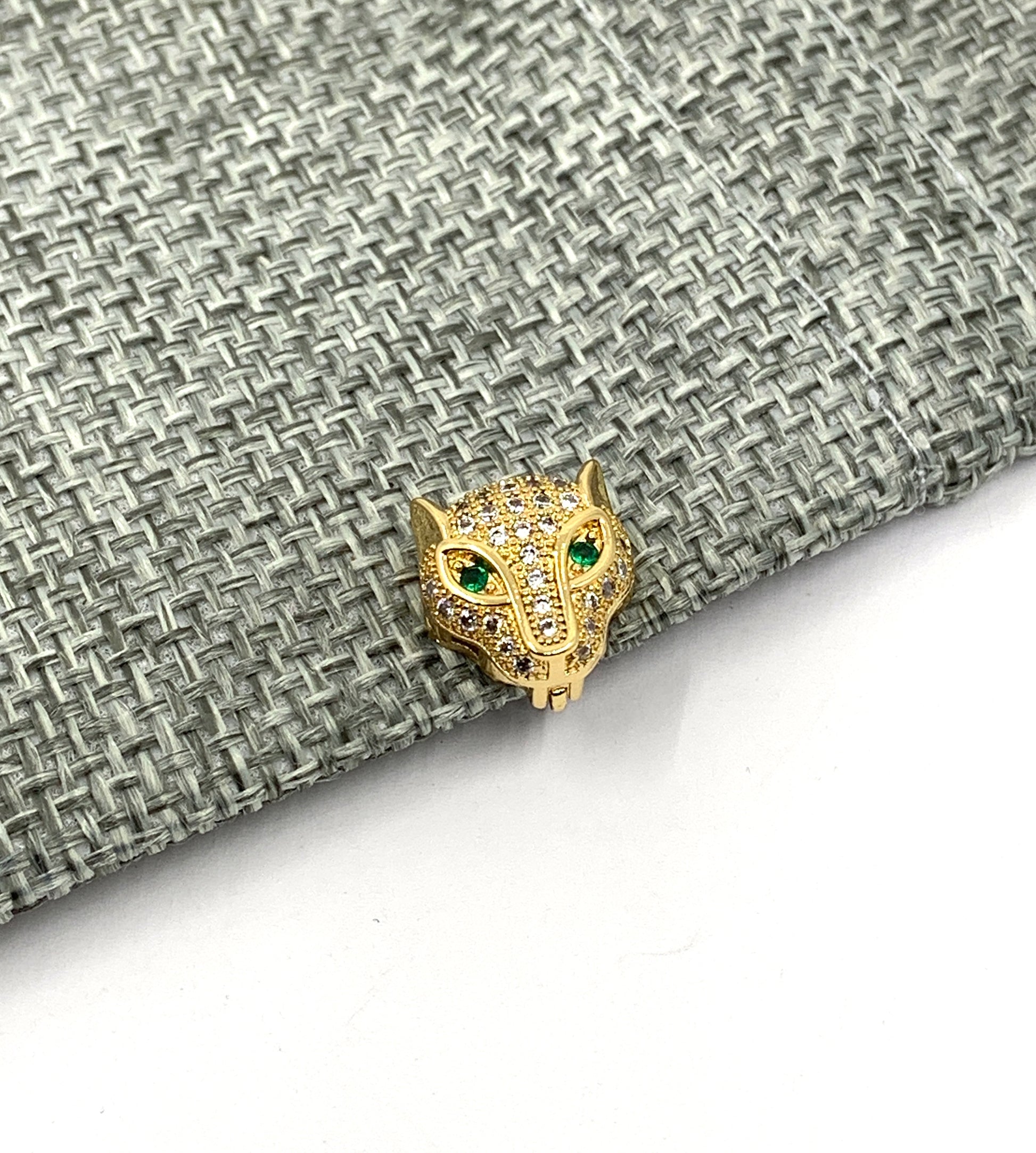 Gold panther head bead