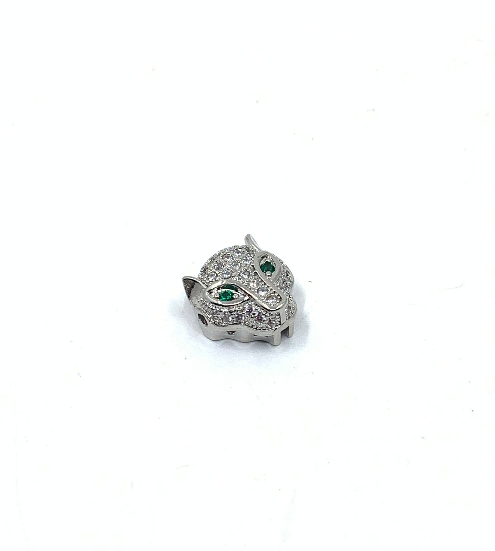 CZ Silver Panther head bead