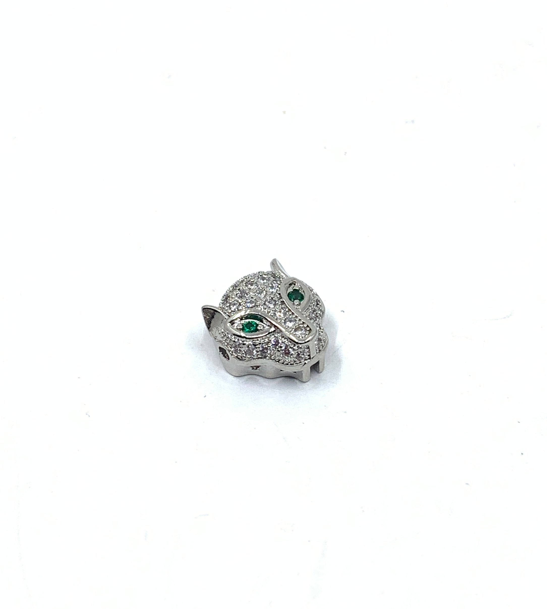CZ Silver Panther head bead
