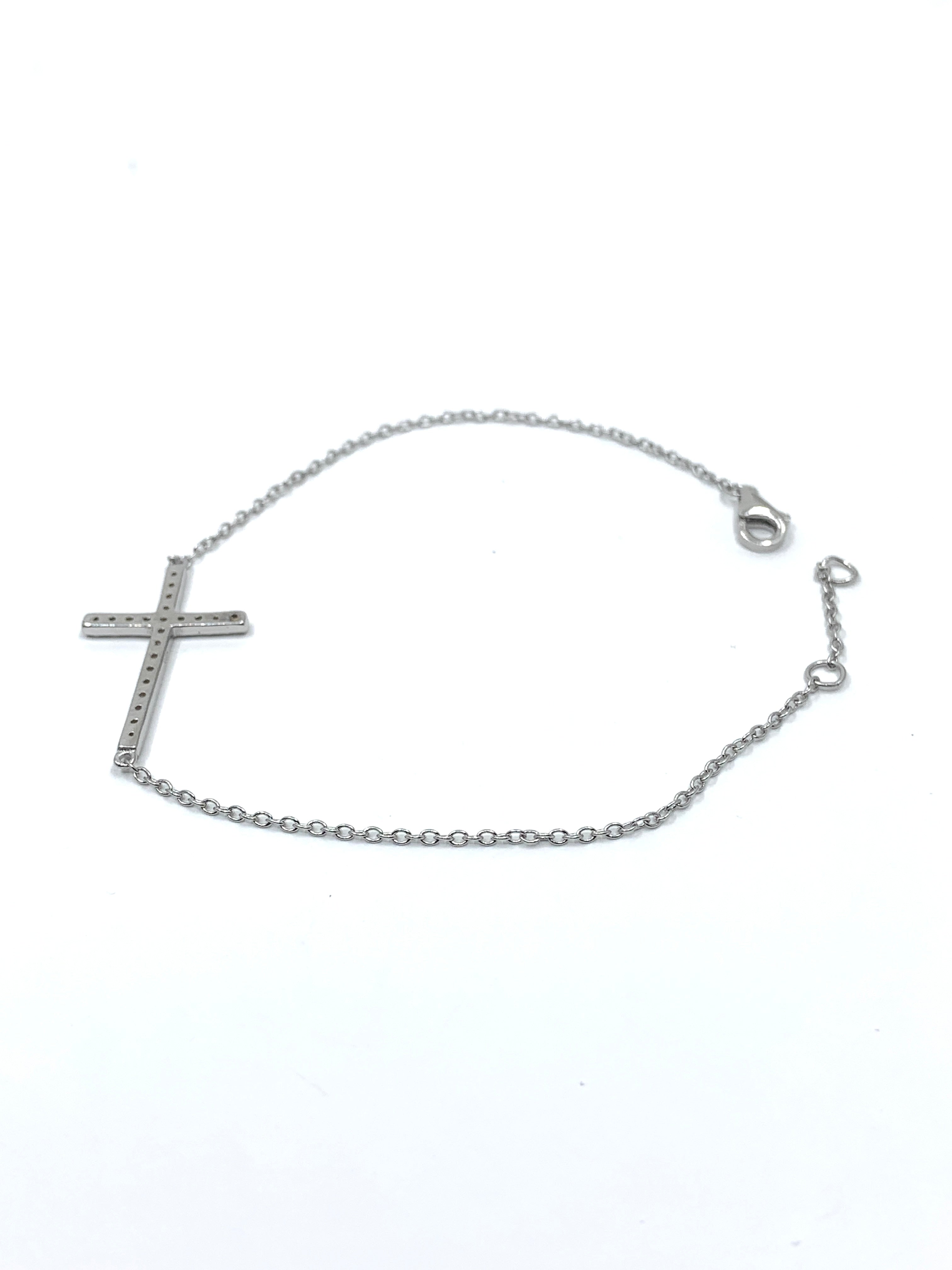 Back side of Sterling Silver CZ Cross Bracelet