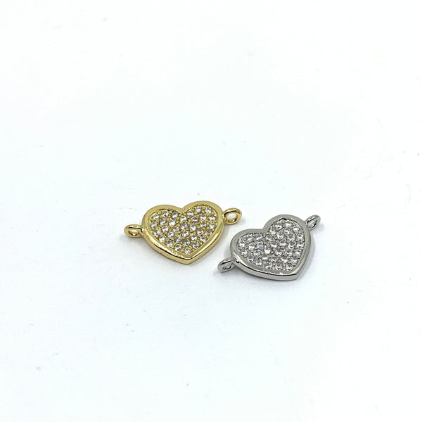 Gold and silver cz heart connector