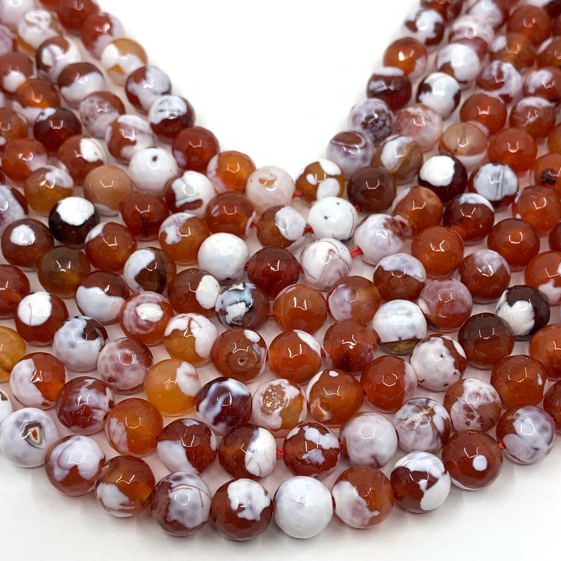 Faceted Round Red Fire Agate | Bellaire Wholesale