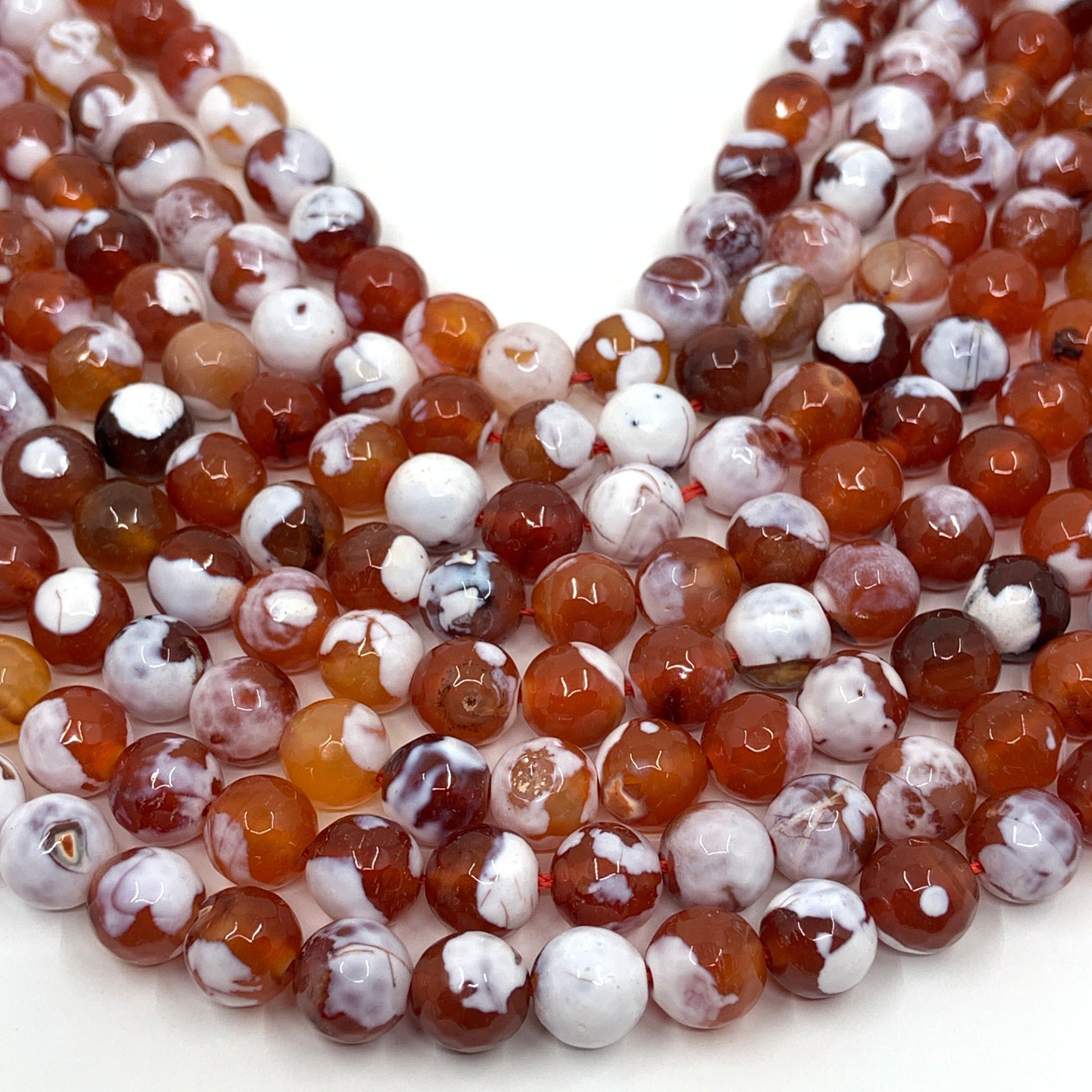 Faceted Round Red Fire Agate | Bellaire Wholesale