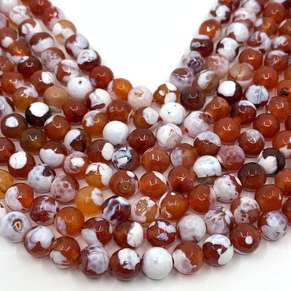 Red fire Agate, Faceted Round, curved together