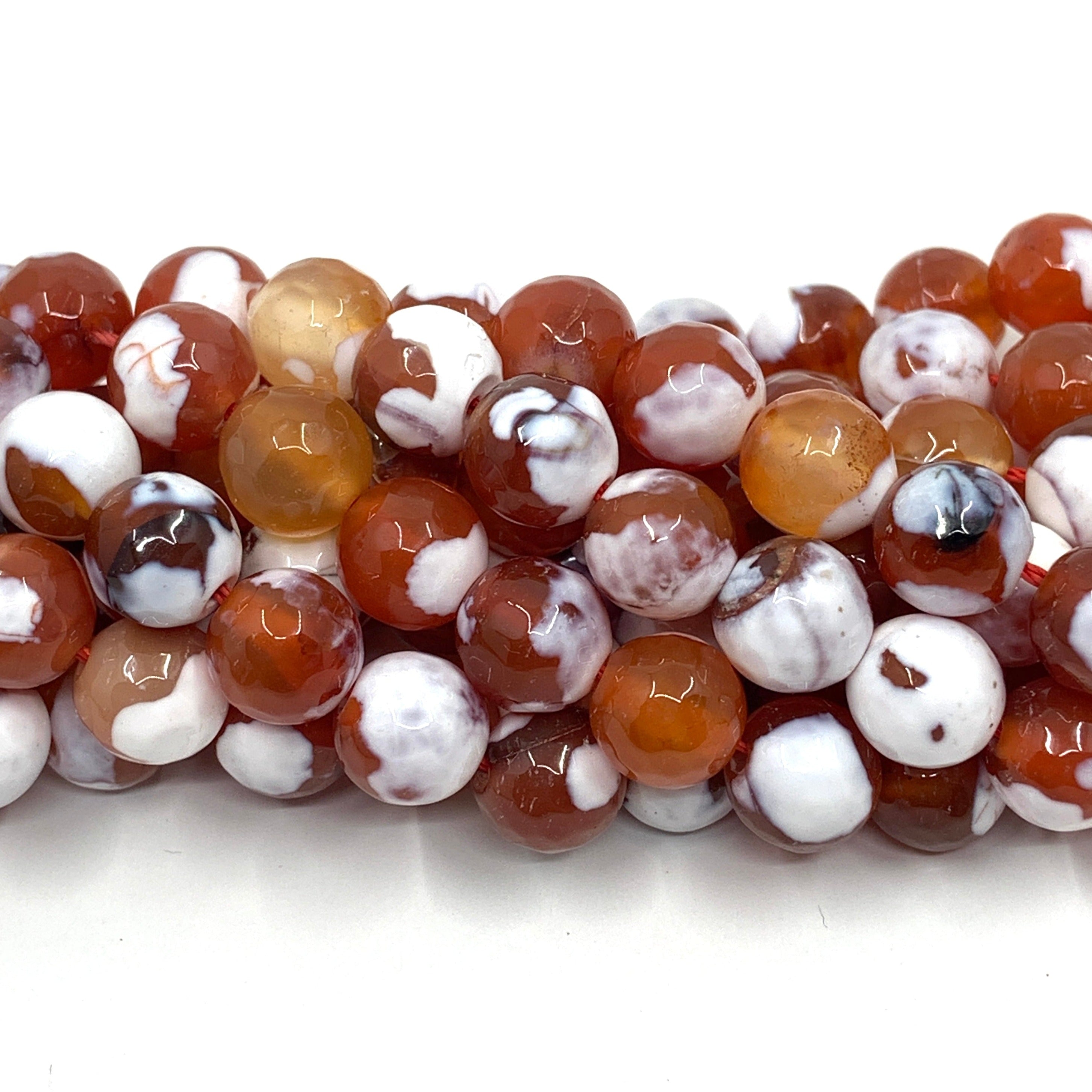 Faceted Round Red Fire Agate | Bellaire Wholesale