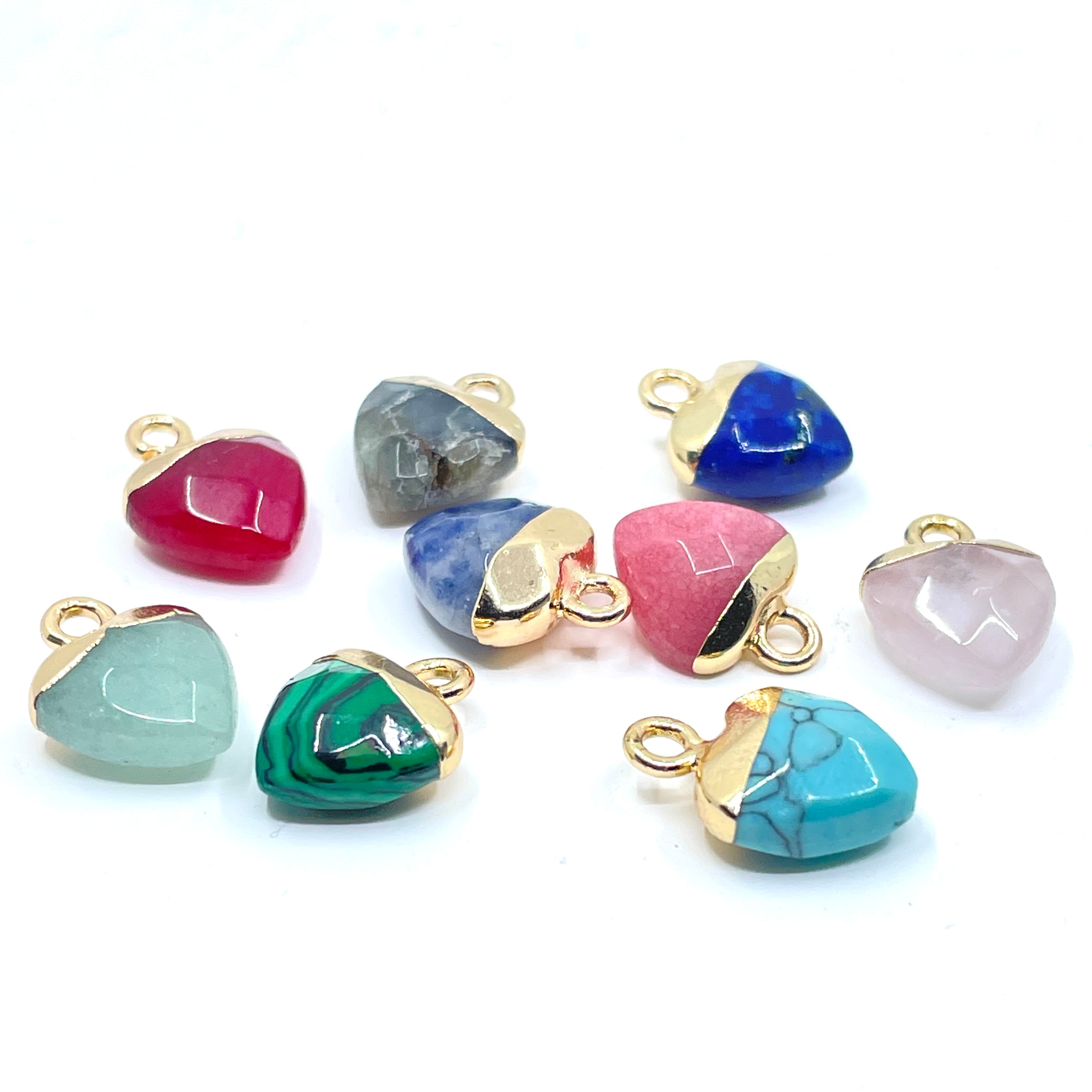 Natural Gemstone Heart Charms