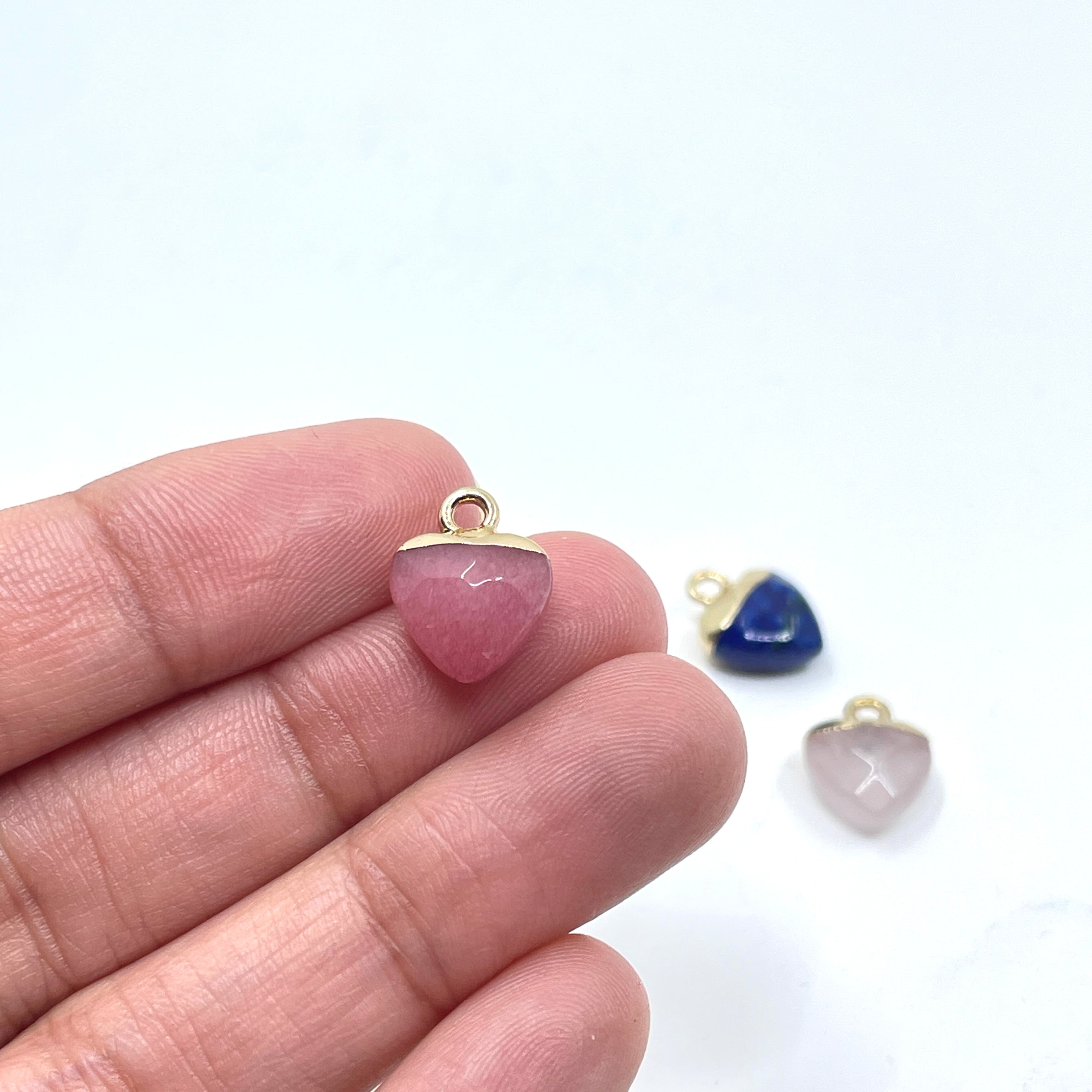 Coral Pink Jade Heart Charm
