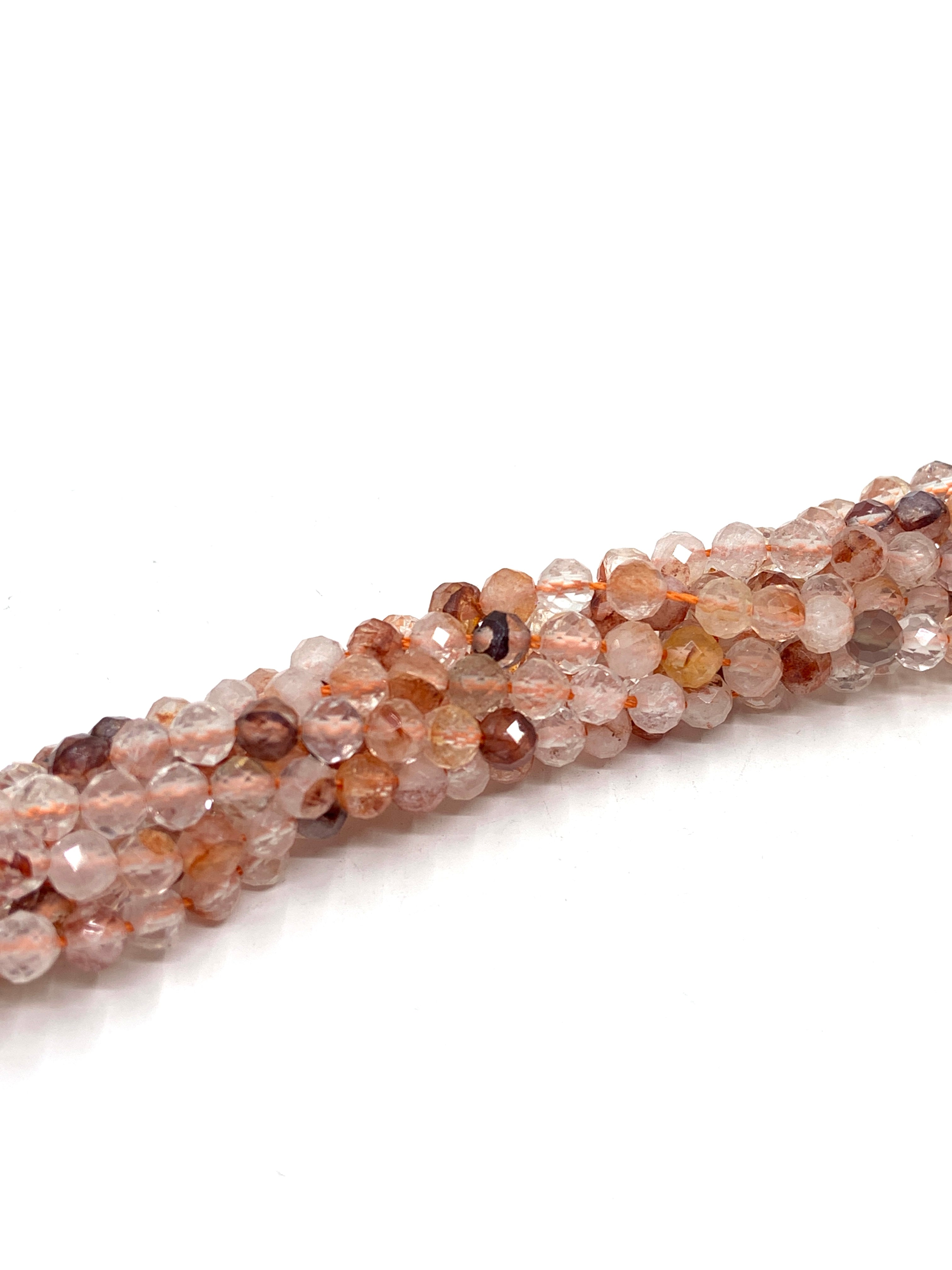 Round faceted fire quartz beads