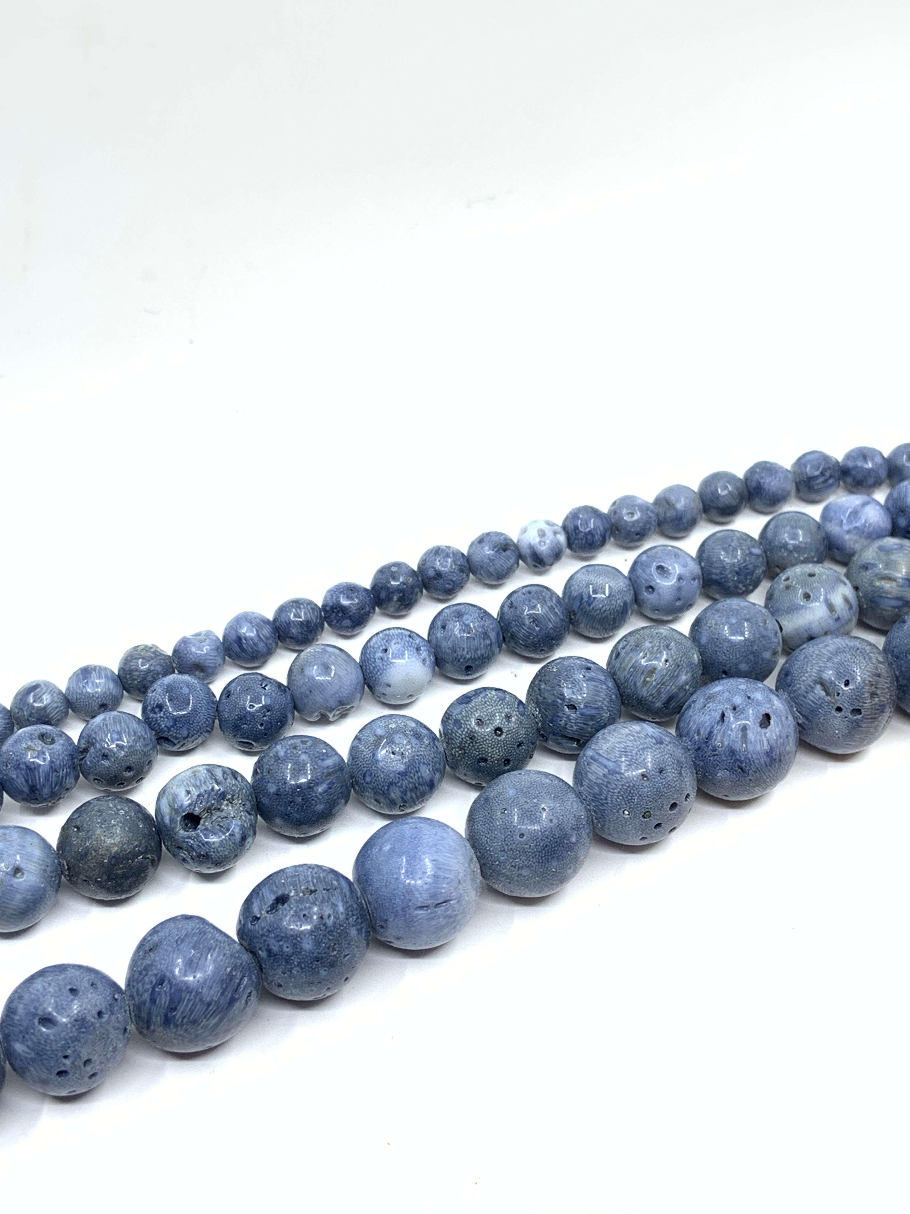 4mm, 6mm, 8mm, 10mm Blue Coral Beads