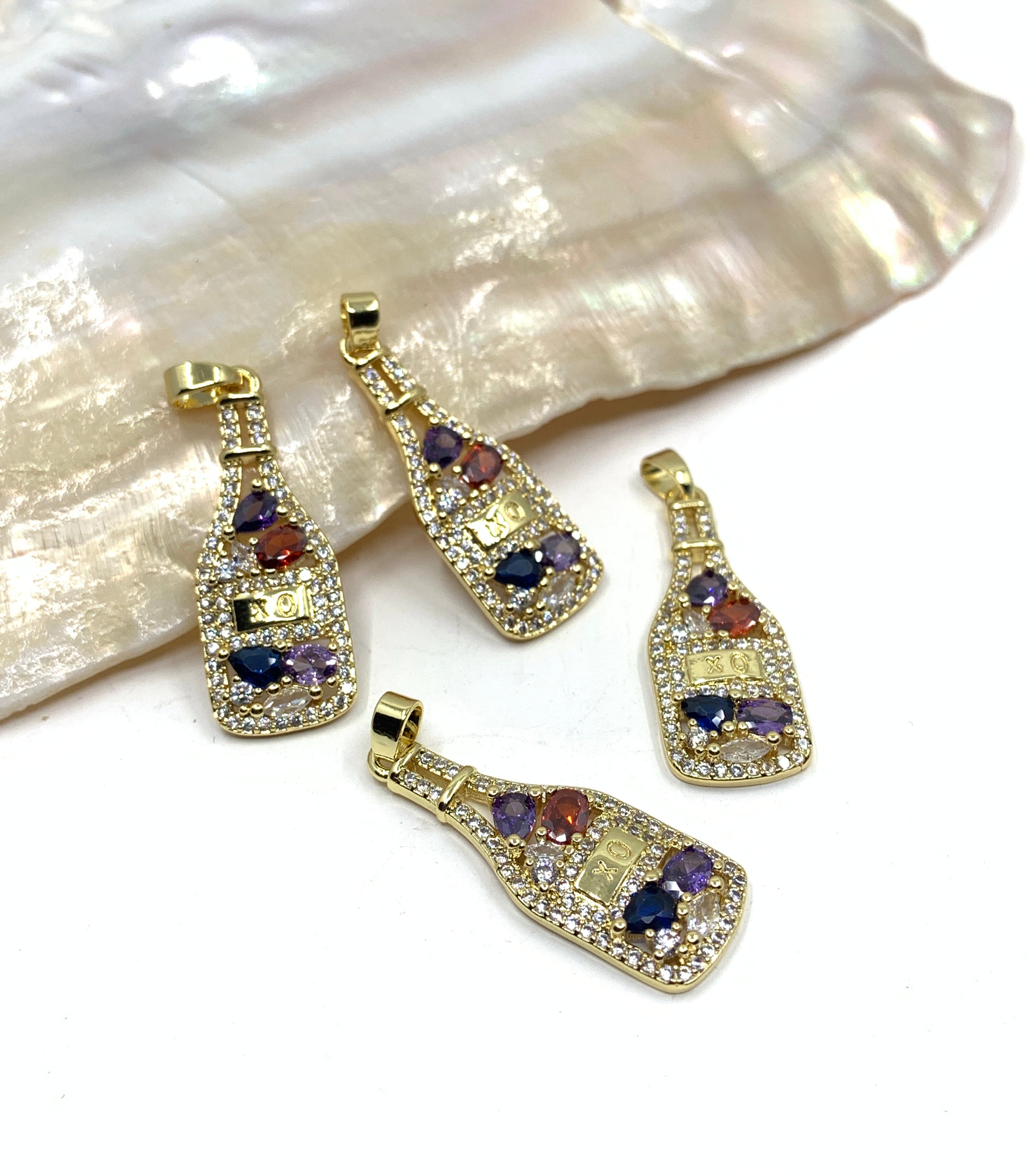 Wine bottle pendant with cz