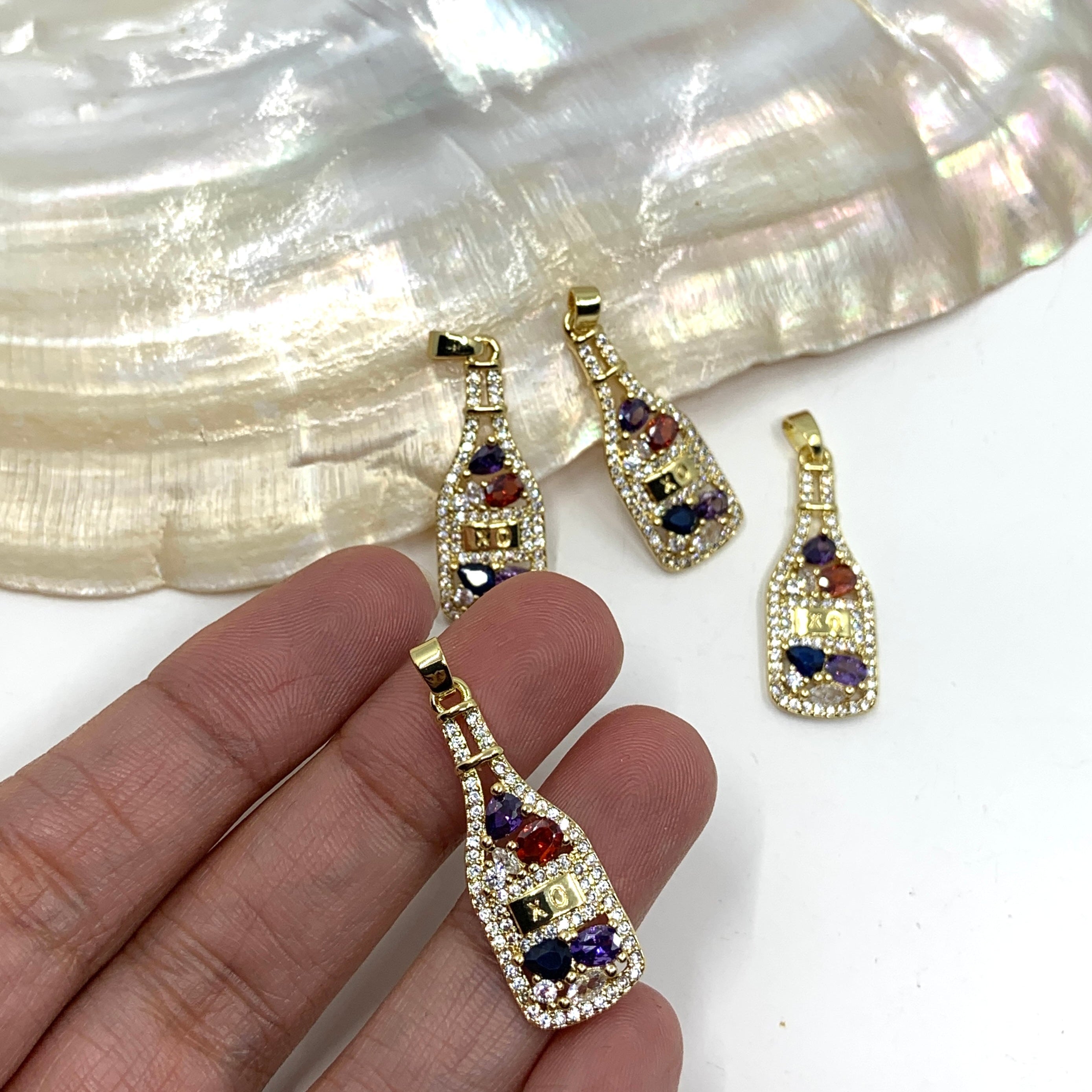Wine bottle pendant with cz