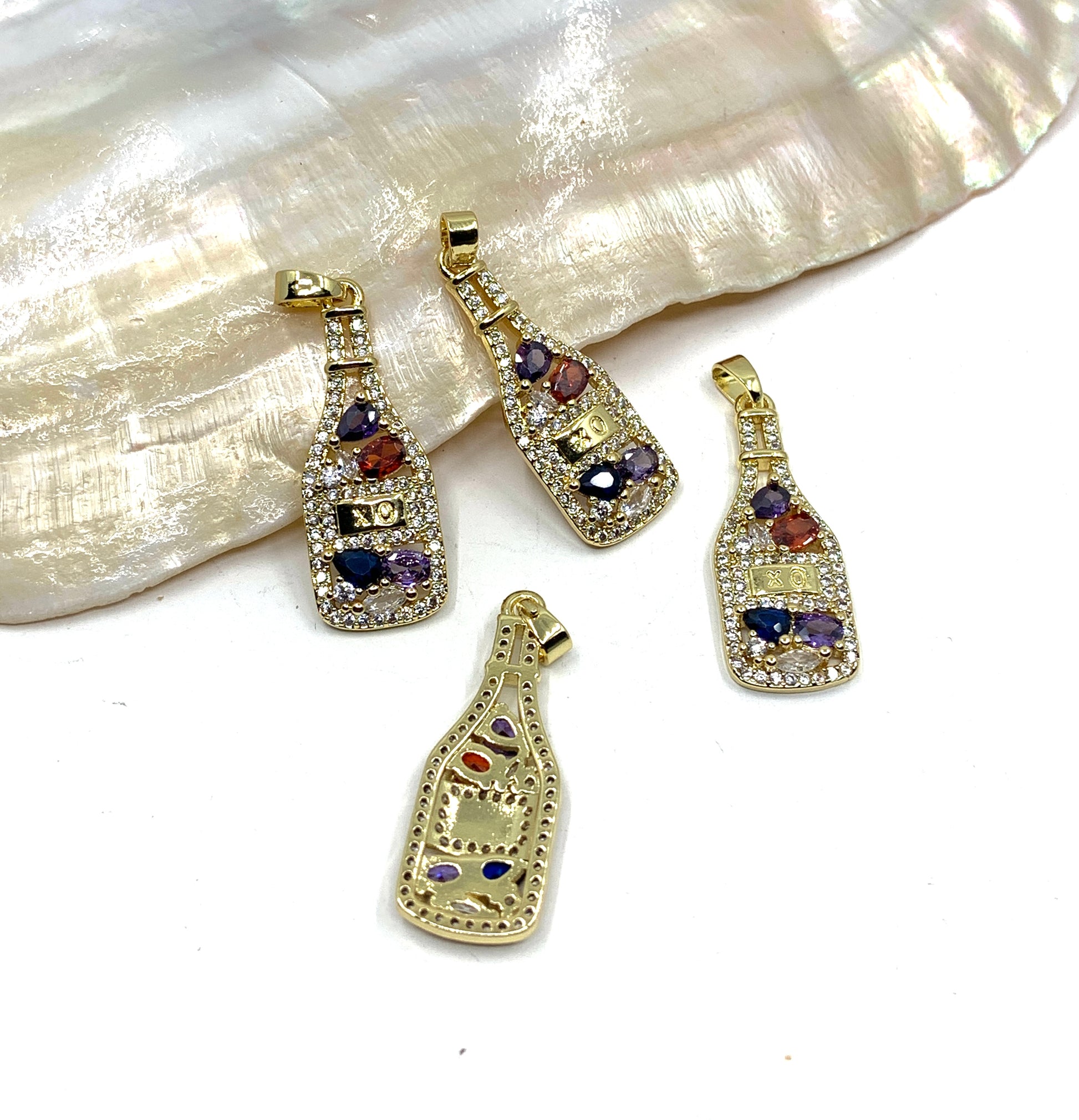 Wine bottle pendant with cz