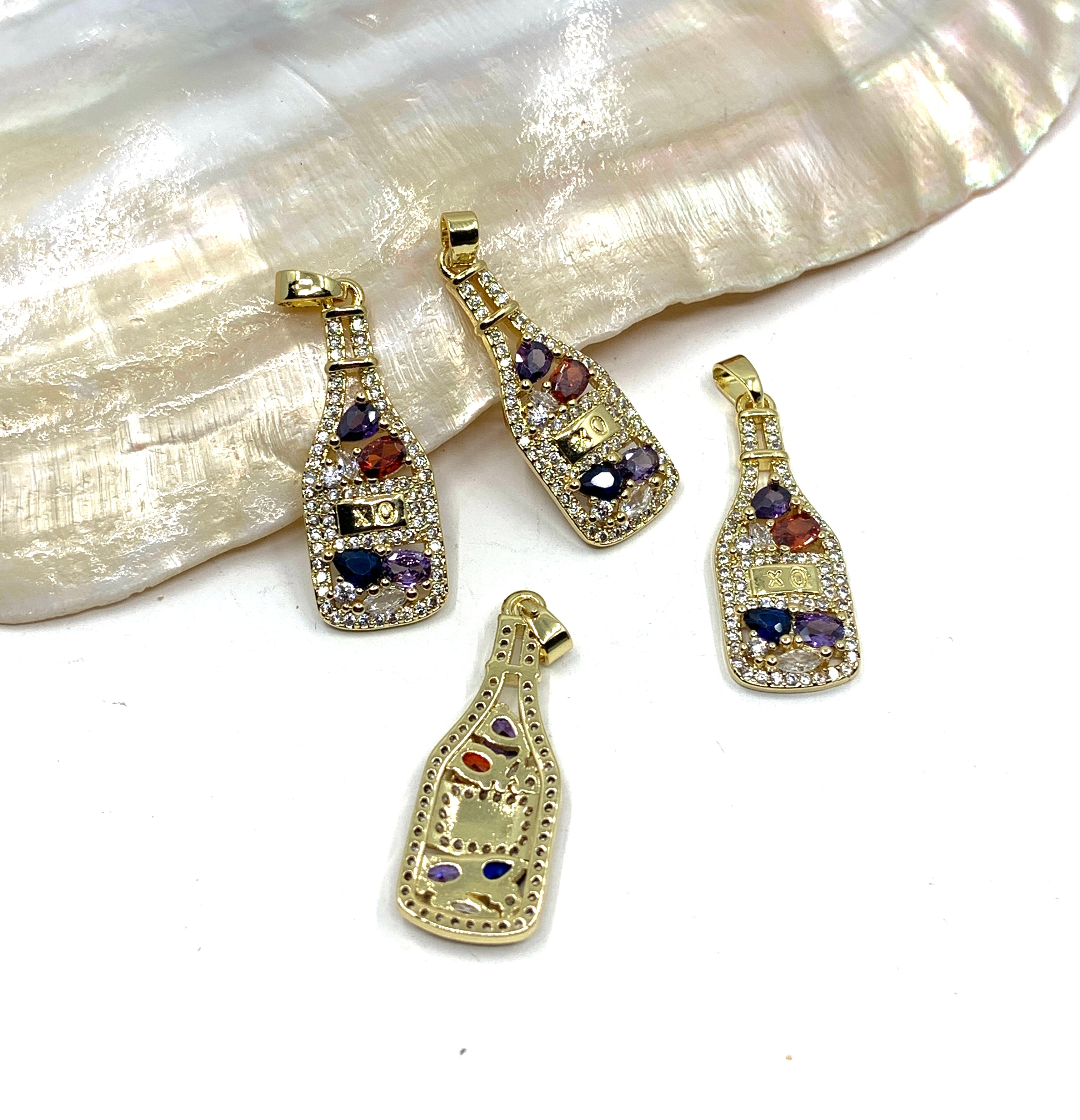 Wine bottle pendant with cz