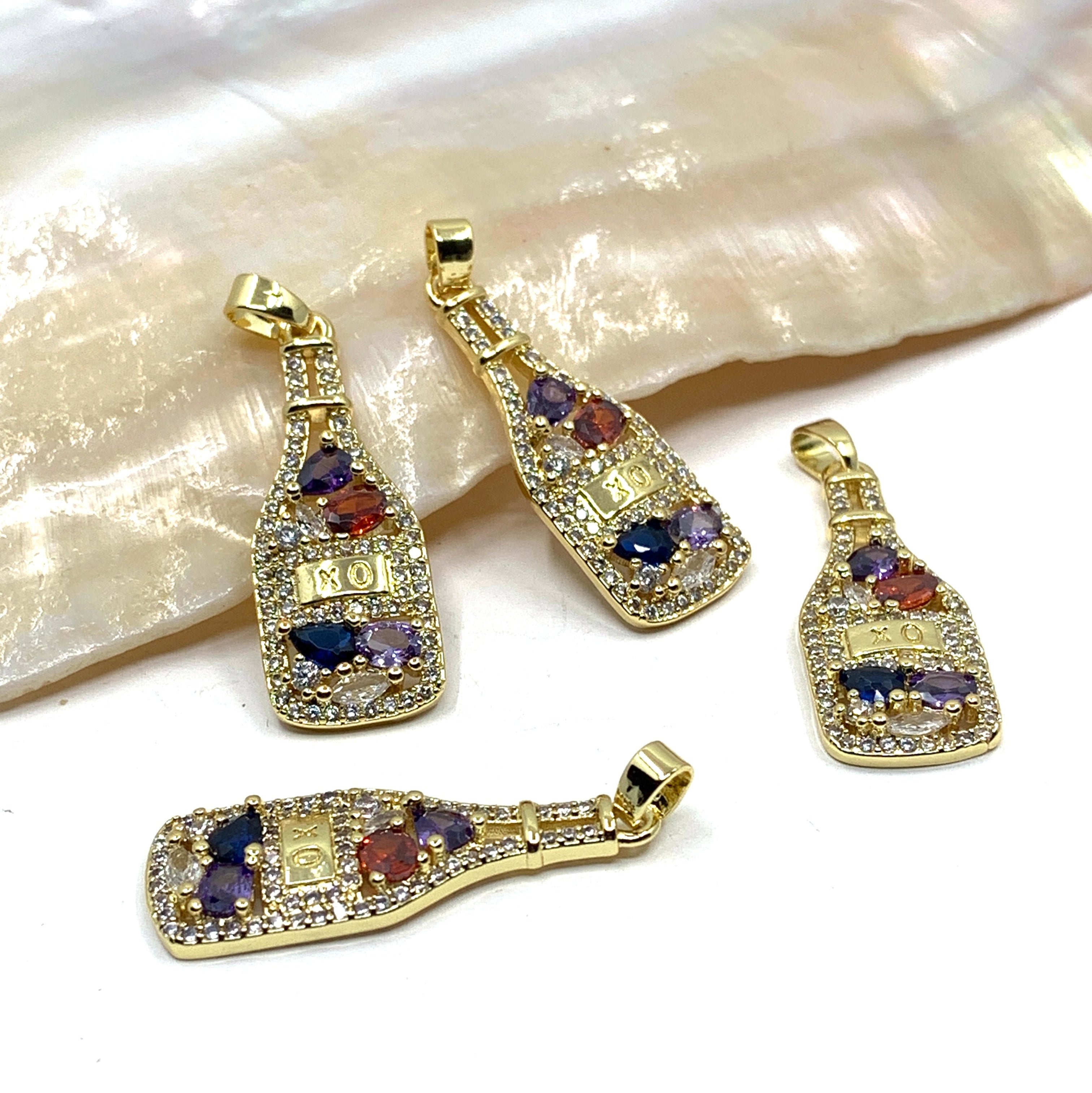 Wine bottle pendant with cz
