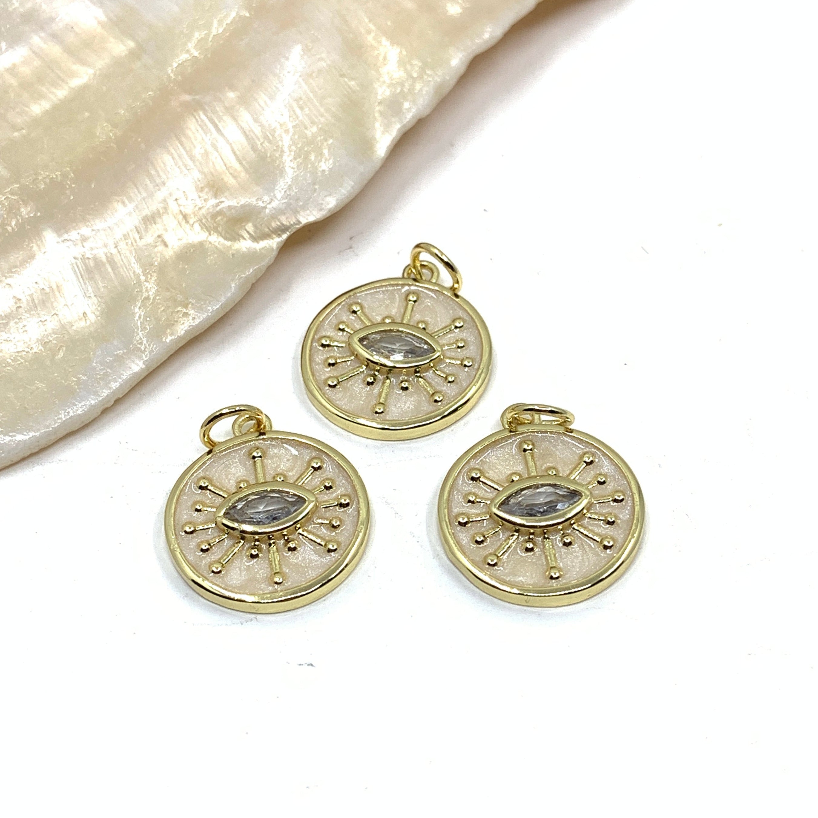 Enamel Evil Eye Round Pendant