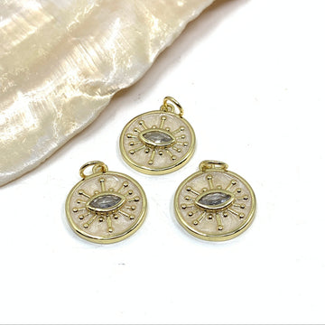 Enamel Evil Eye Round Pendant