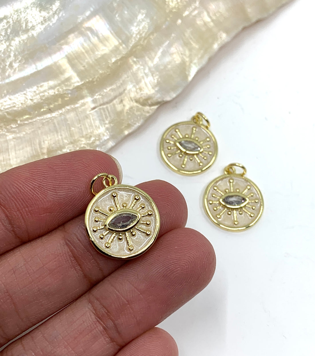Enamel Evil Eye Round Pendant