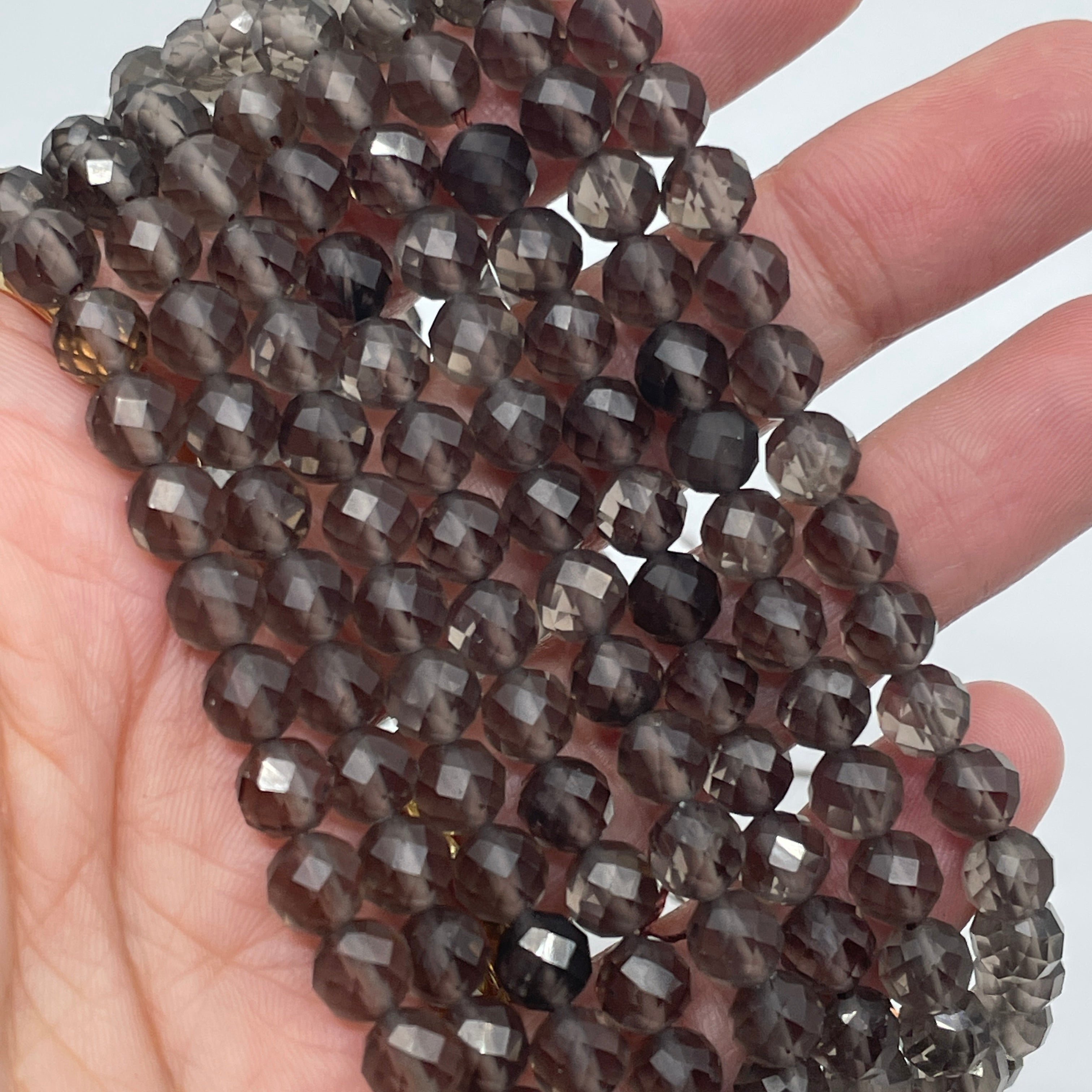 6mm Round Faceted Smoky Quartz