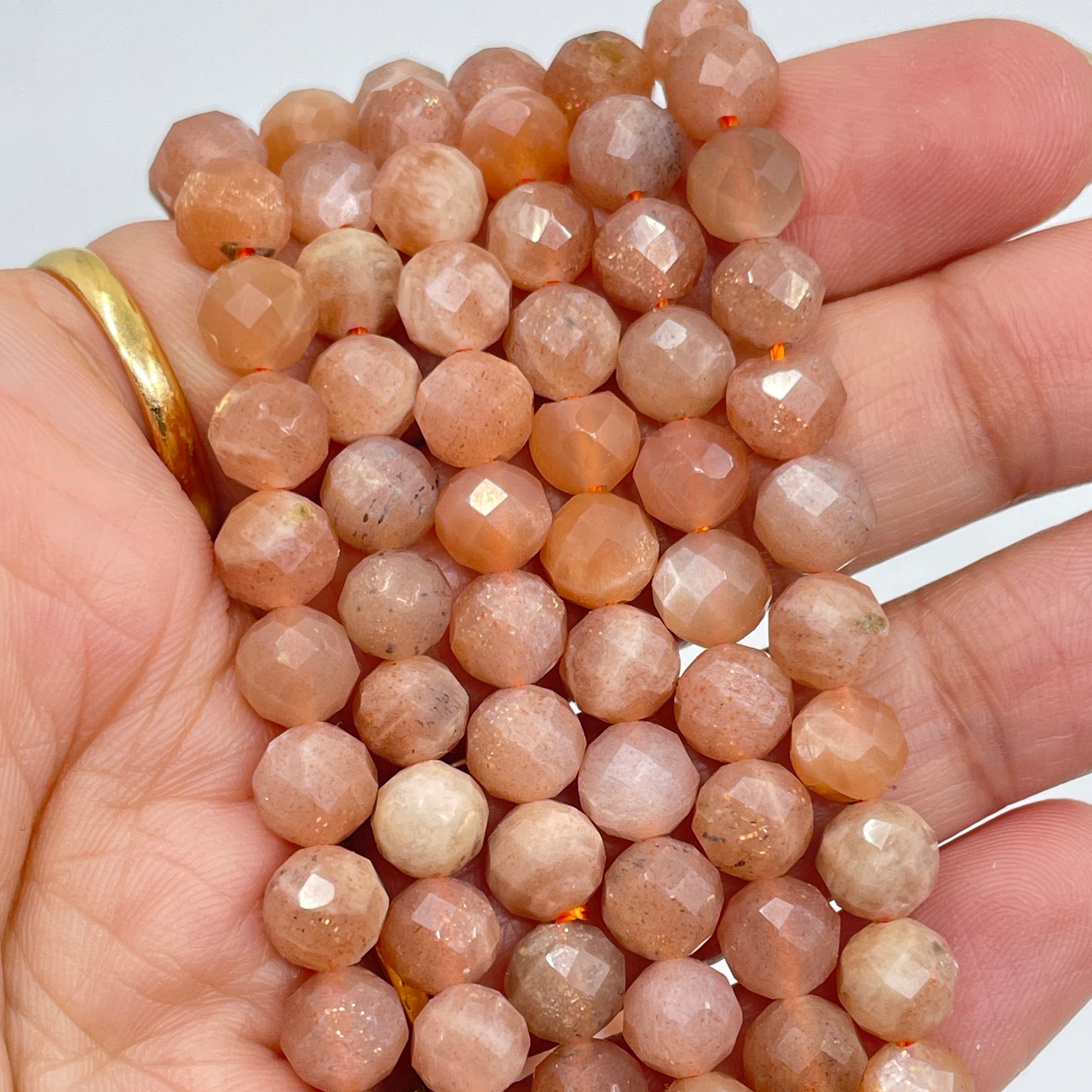 6mm Round Faceted Sunstone