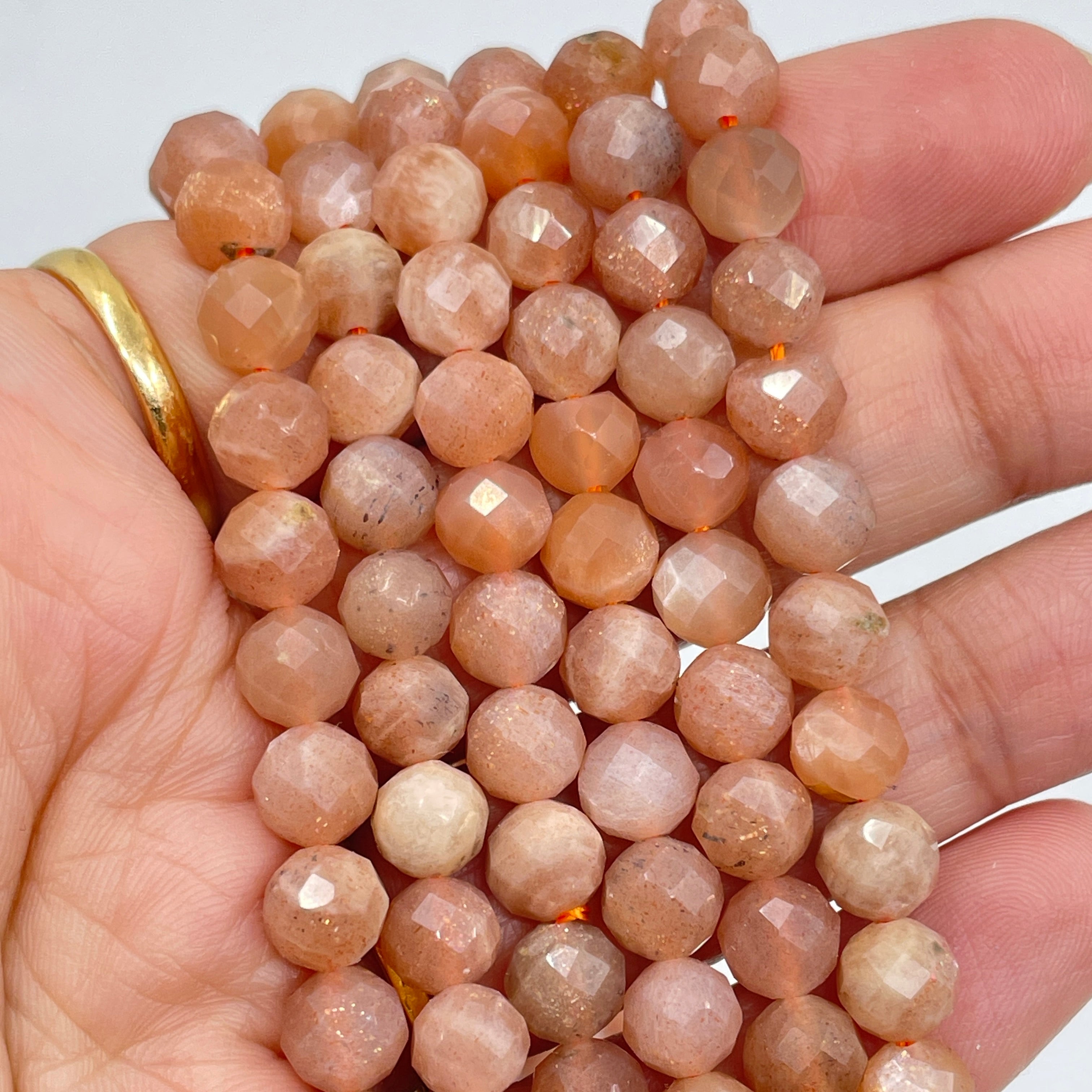 6mm Round Faceted Sunstone