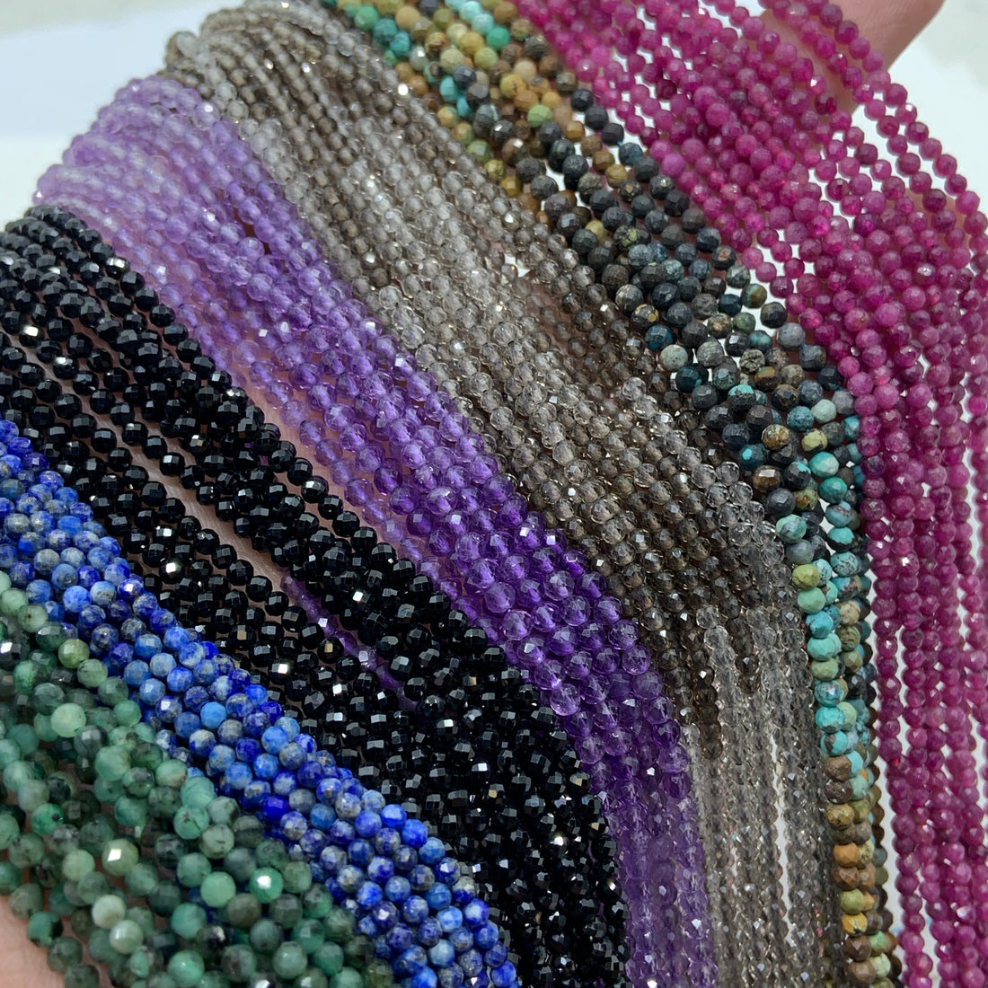 2mm Round Faceted Gemstone Beads