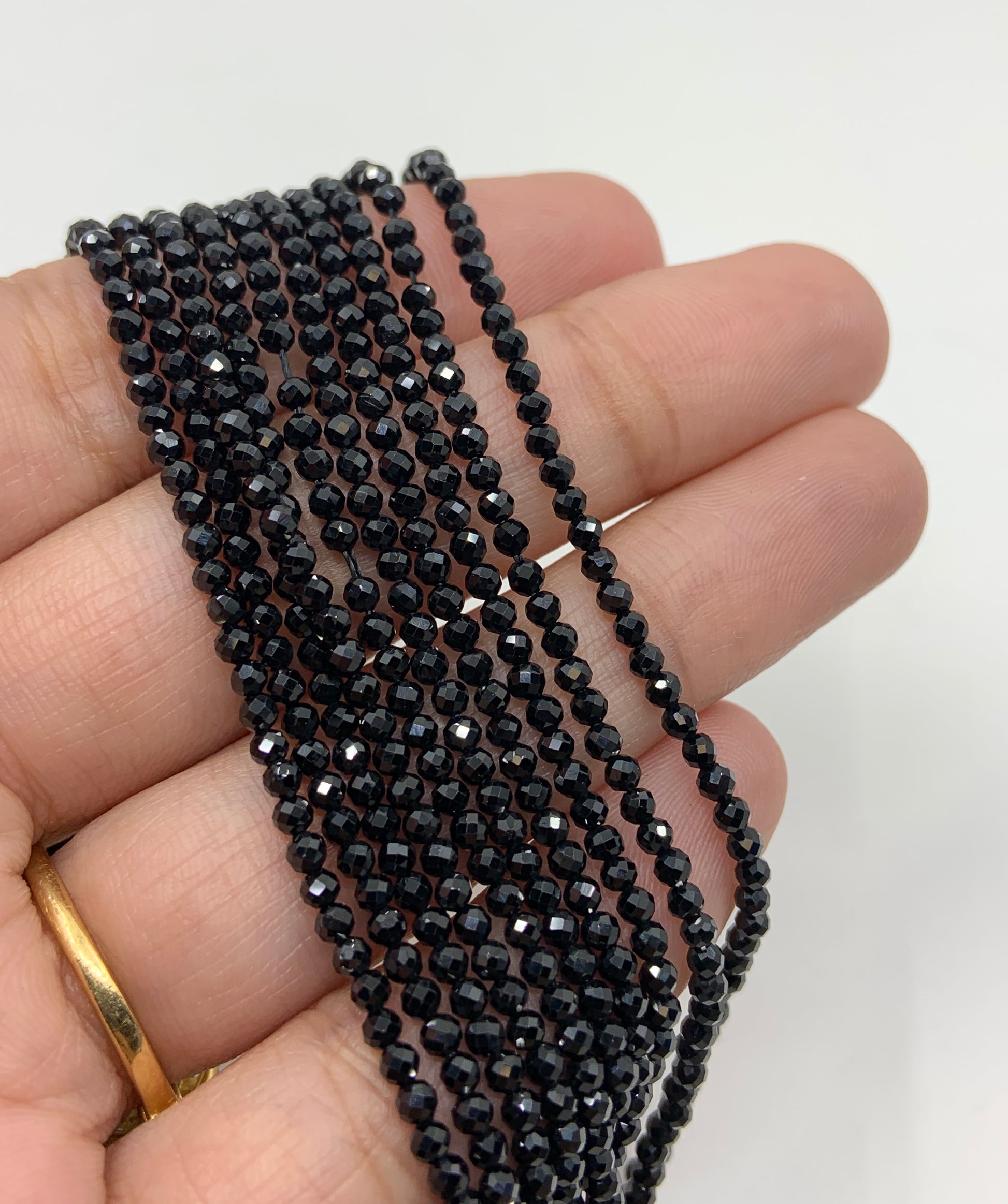 2mm Micro Faceted Black Spinel
