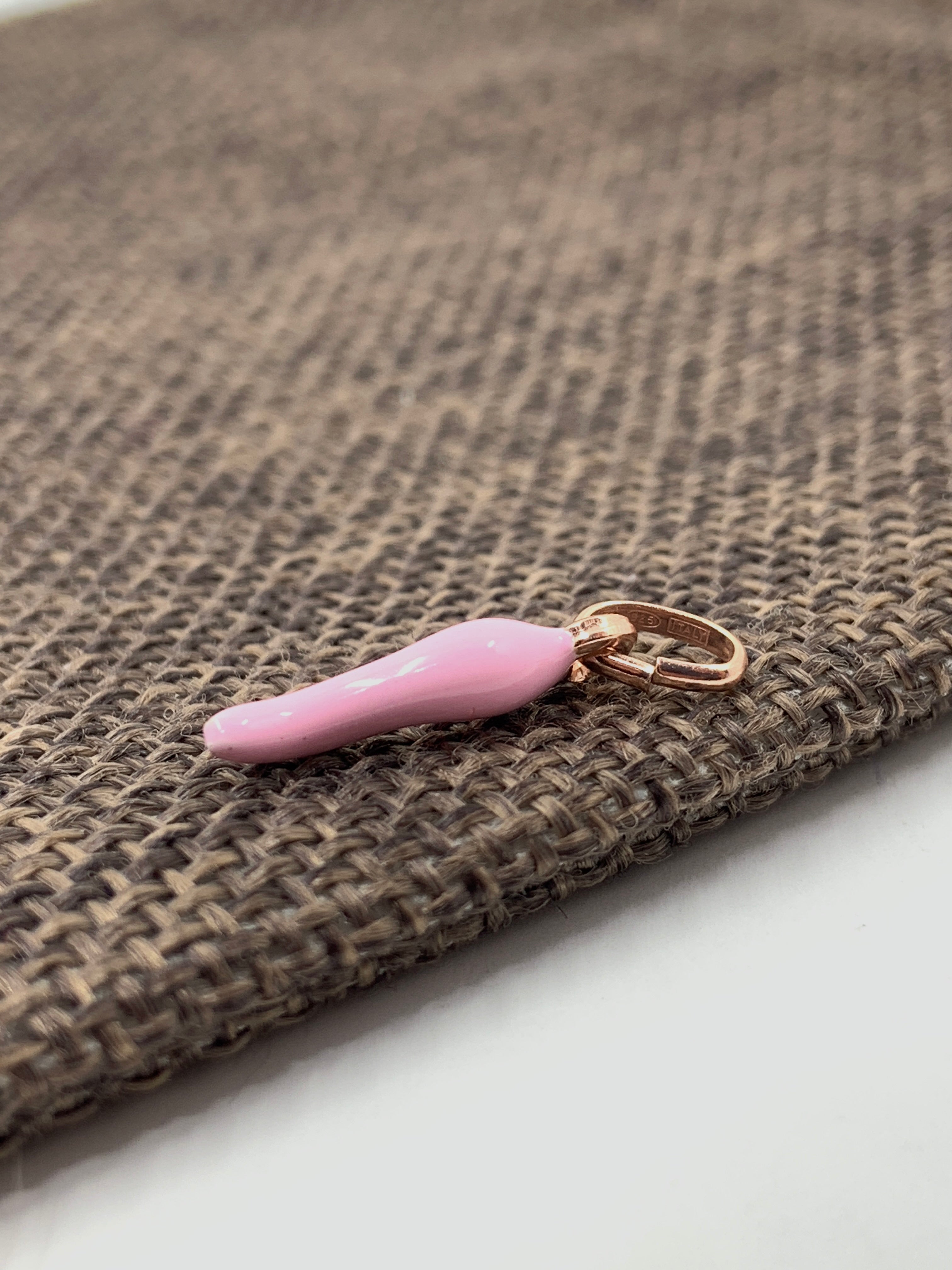 Pink, Black Italian Horn Pendant