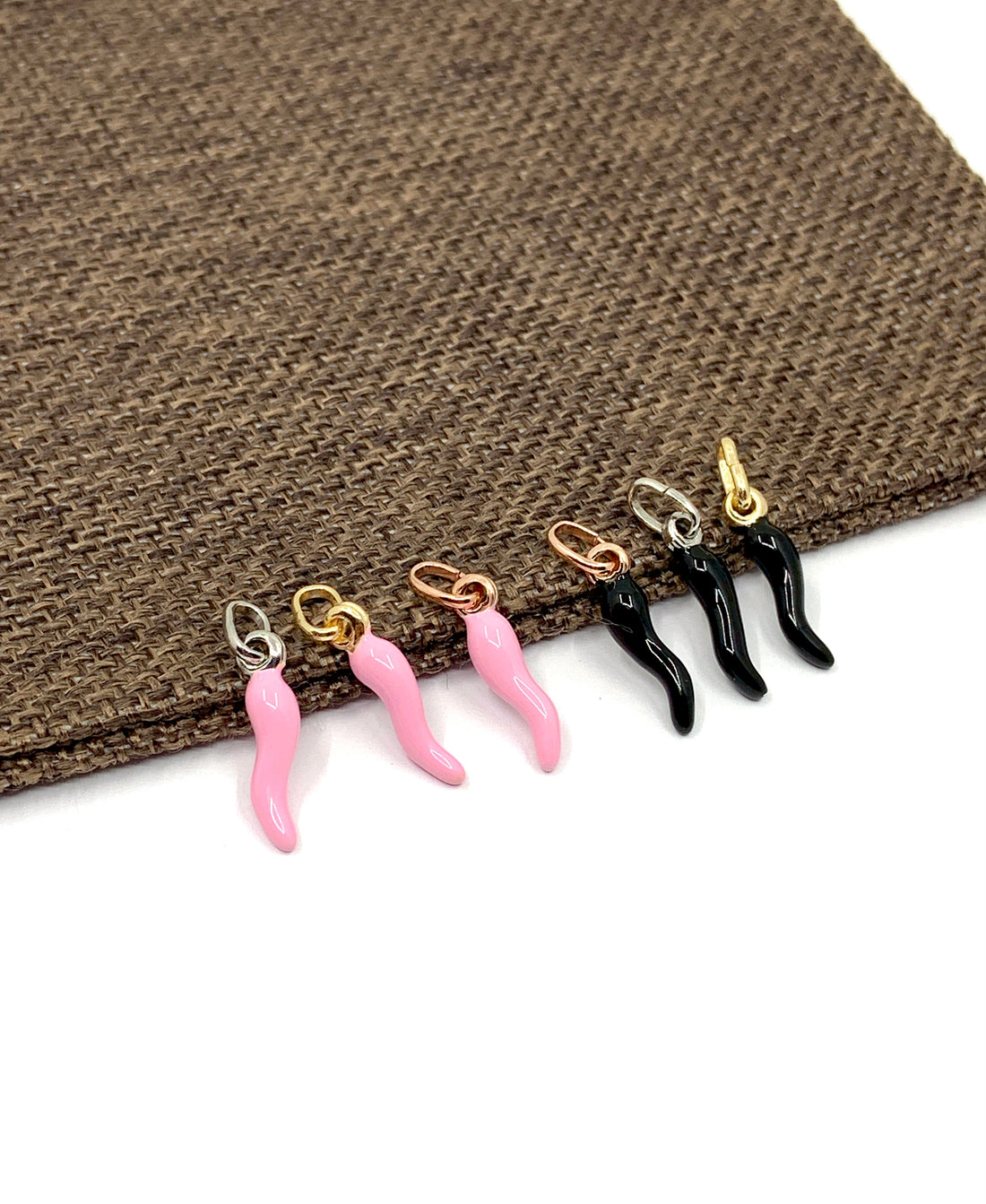 Pink, Black Italian Horn Pendant